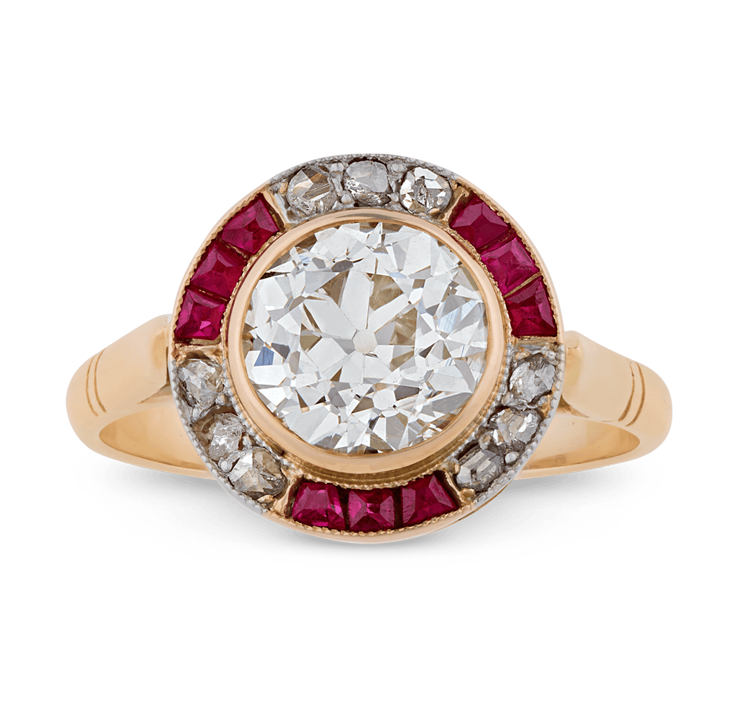 Art Deco Diamond Target Ring, 2.60 carats