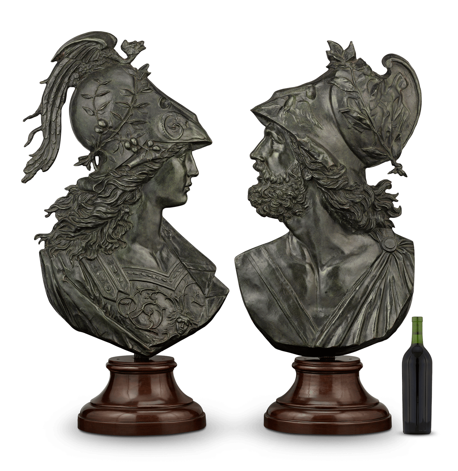 Bronze Reliefs of Minerva and Mars by Émile Pinedo