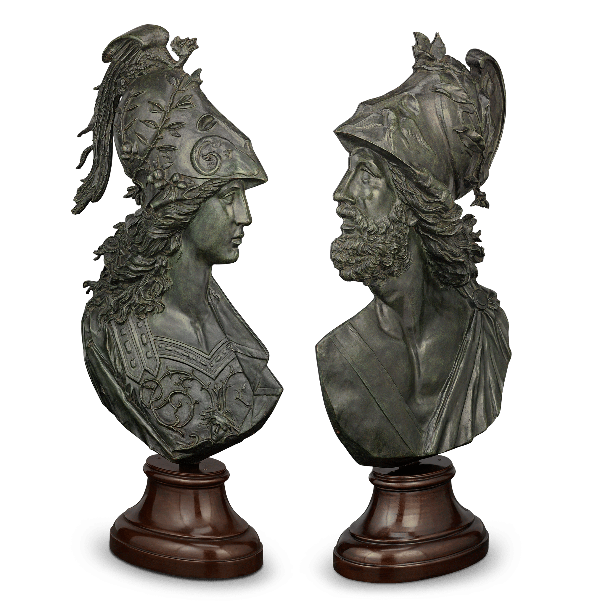 Bronze Reliefs of Minerva and Mars by Émile Pinedo