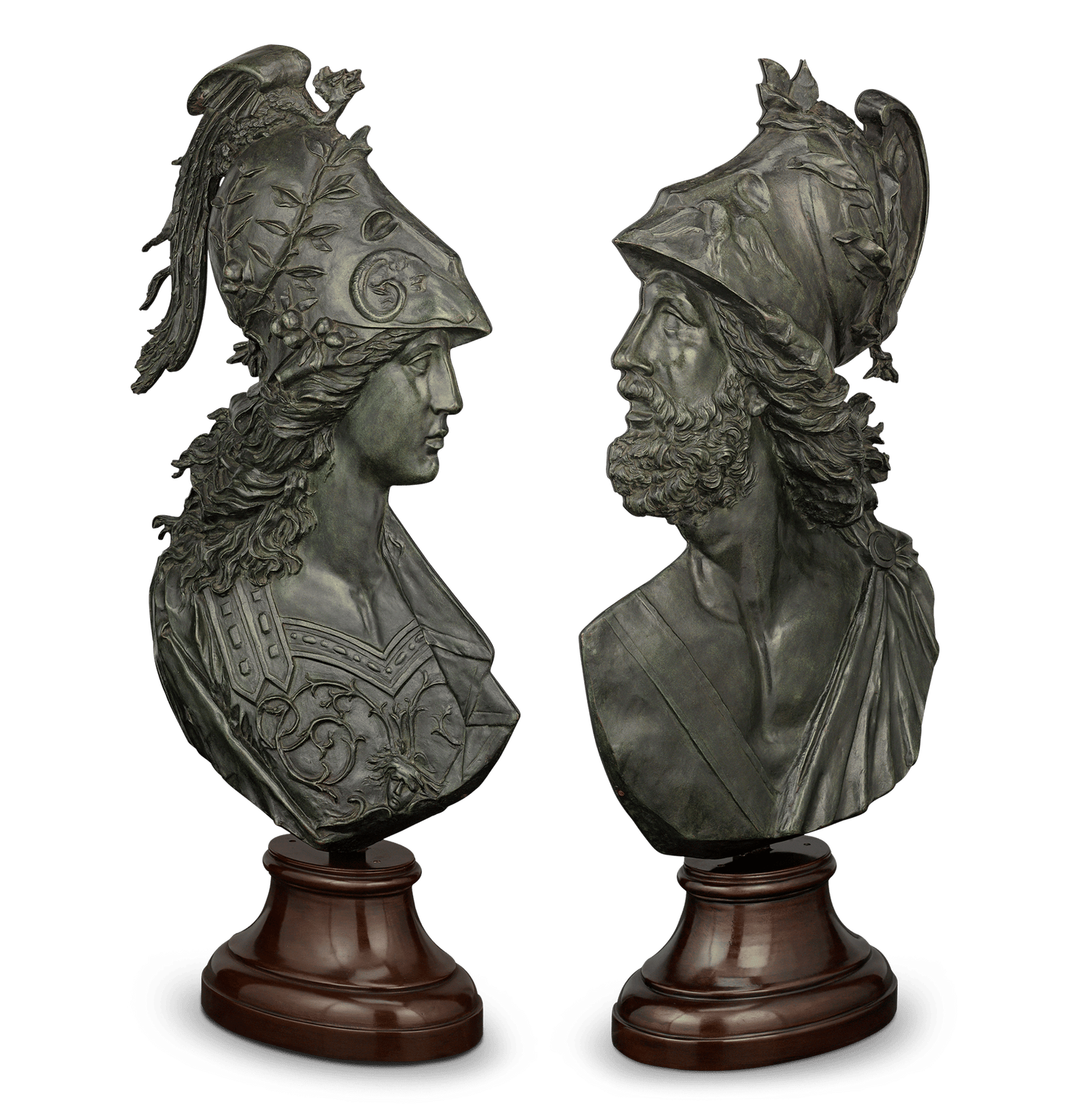 Bronze Reliefs of Minerva and Mars by Émile Pinedo