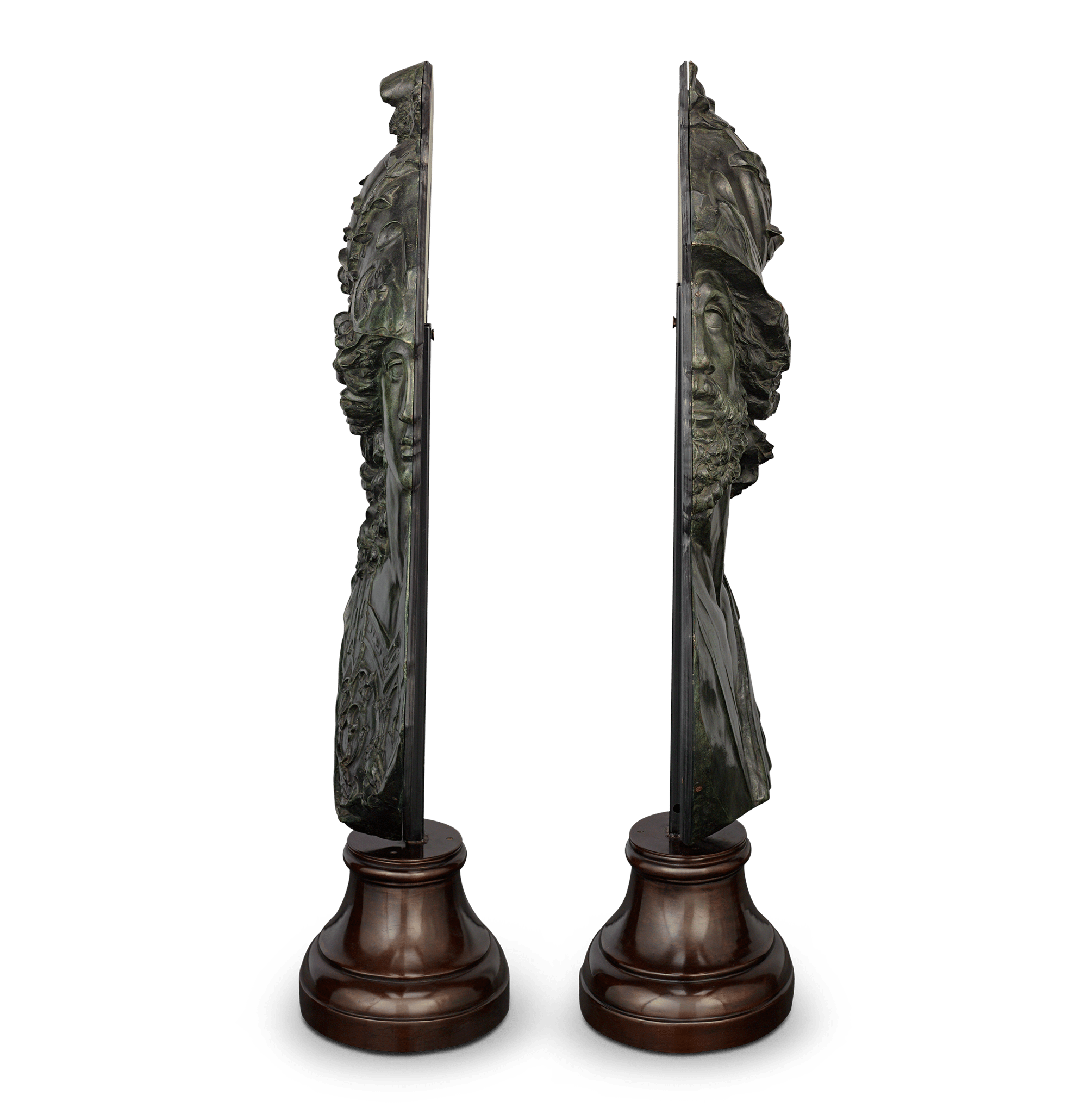 Bronze Reliefs of Minerva and Mars by Émile Pinedo