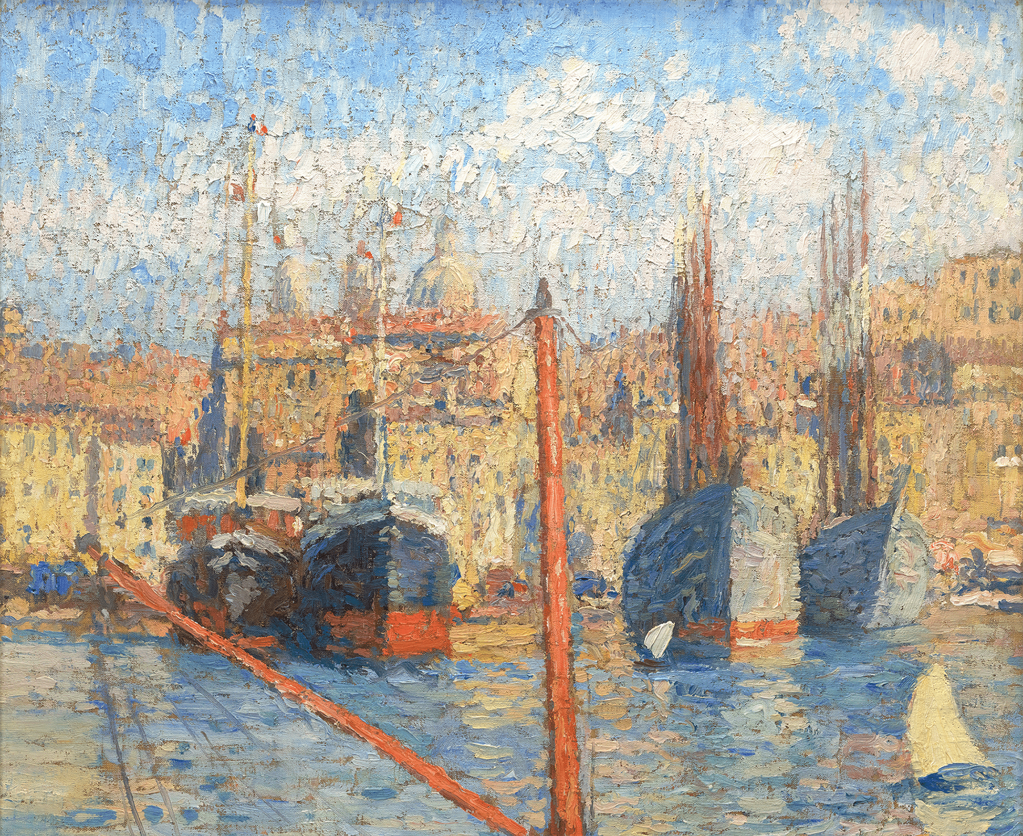 Le port de Marseille, le quai et les cargos by Henri Martin