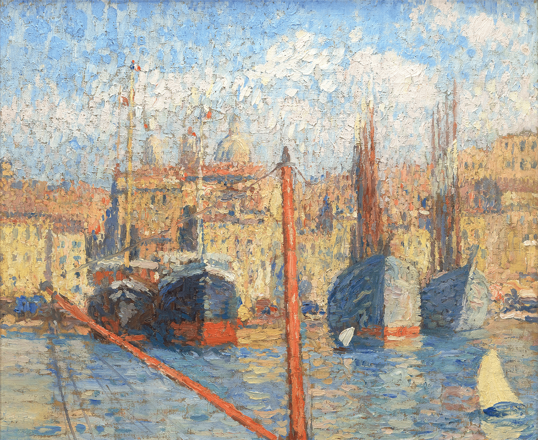 Le port de Marseille, le quai et les cargos by Henri Martin