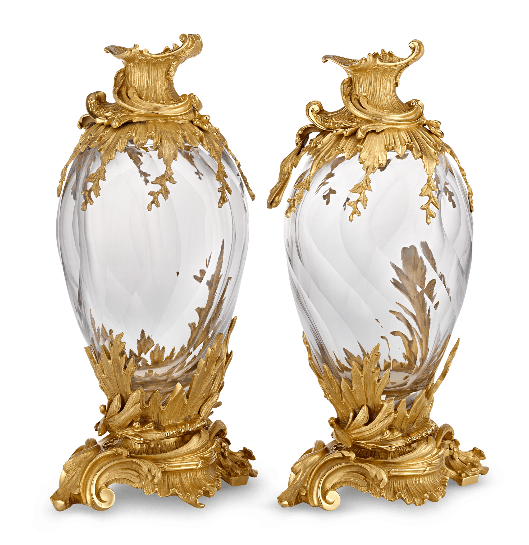 French Crystal and Ormolu Vases