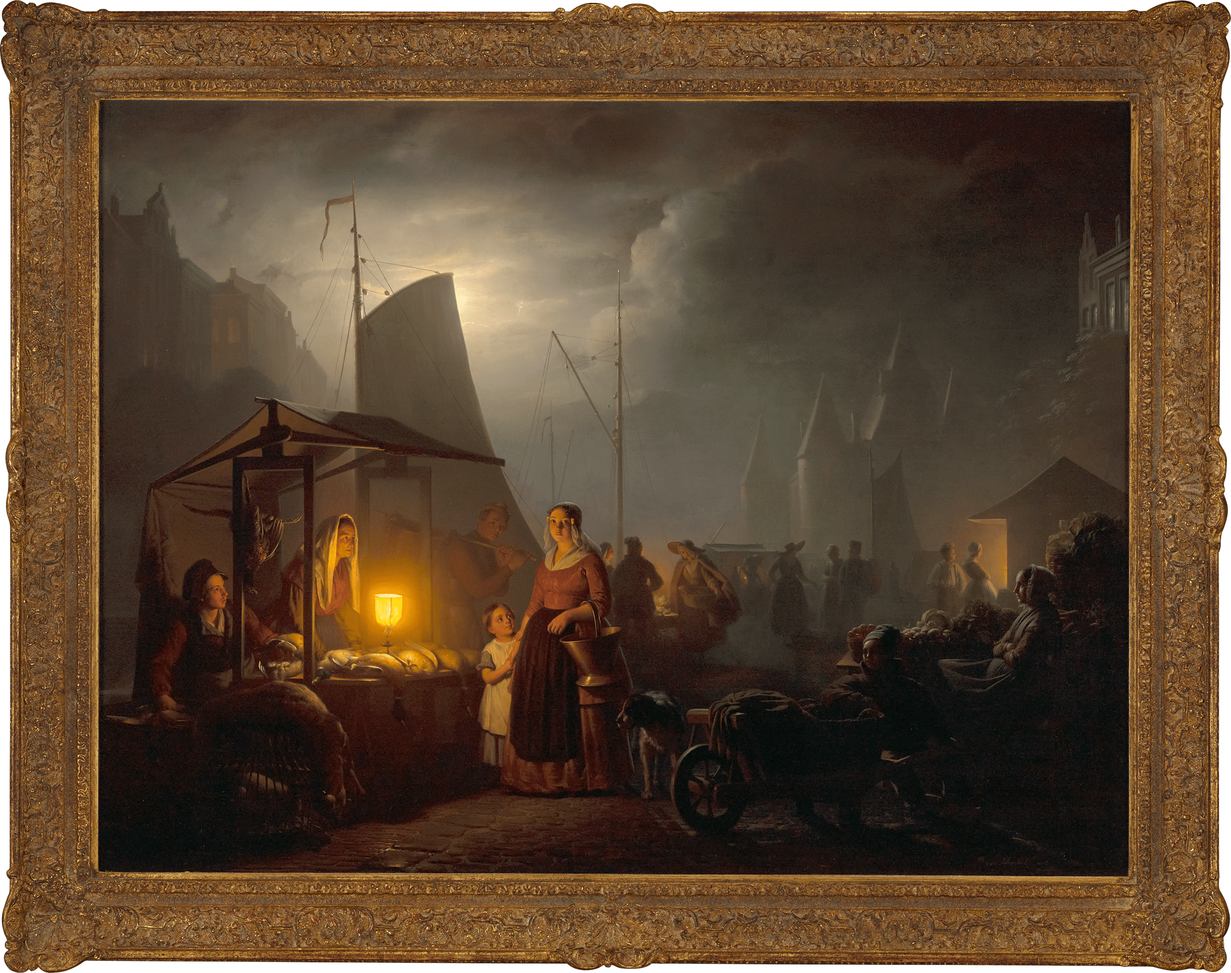 A Market by Candlelight by Petrus van Schendel