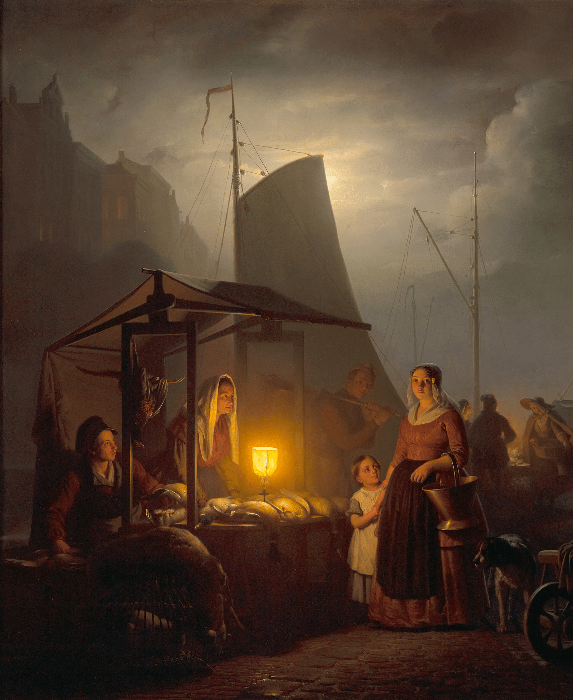 A Market by Candlelight by Petrus van Schendel