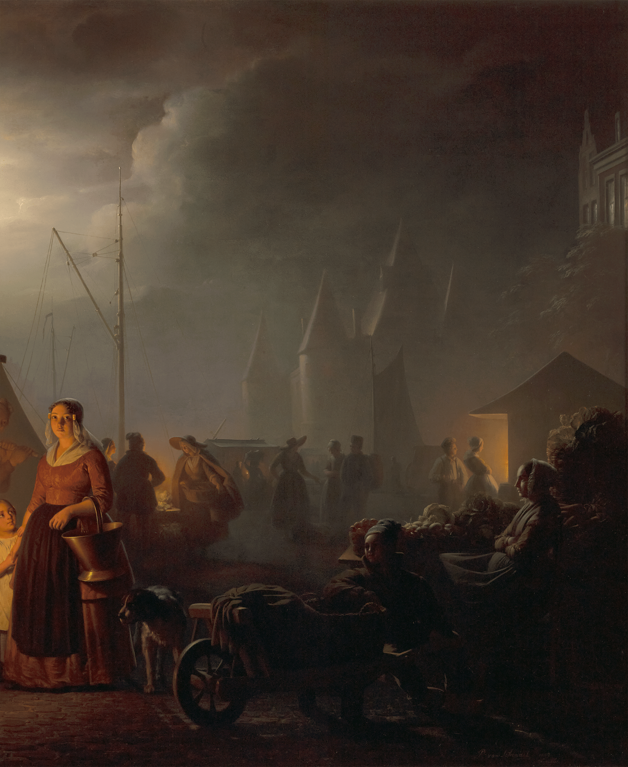 A Market by Candlelight by Petrus van Schendel