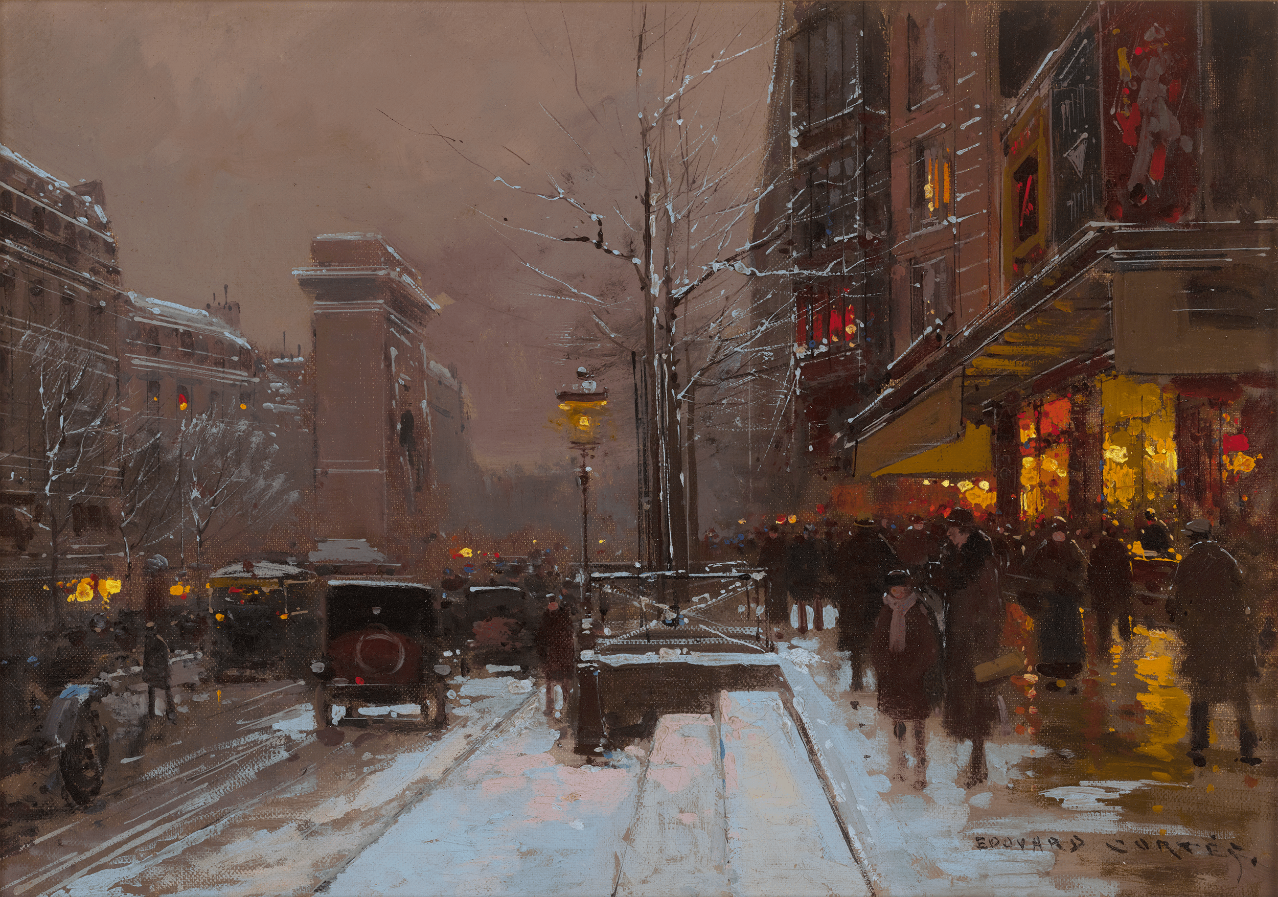 Porte Saint-Denis, Winter by Edouard Léon Cortès