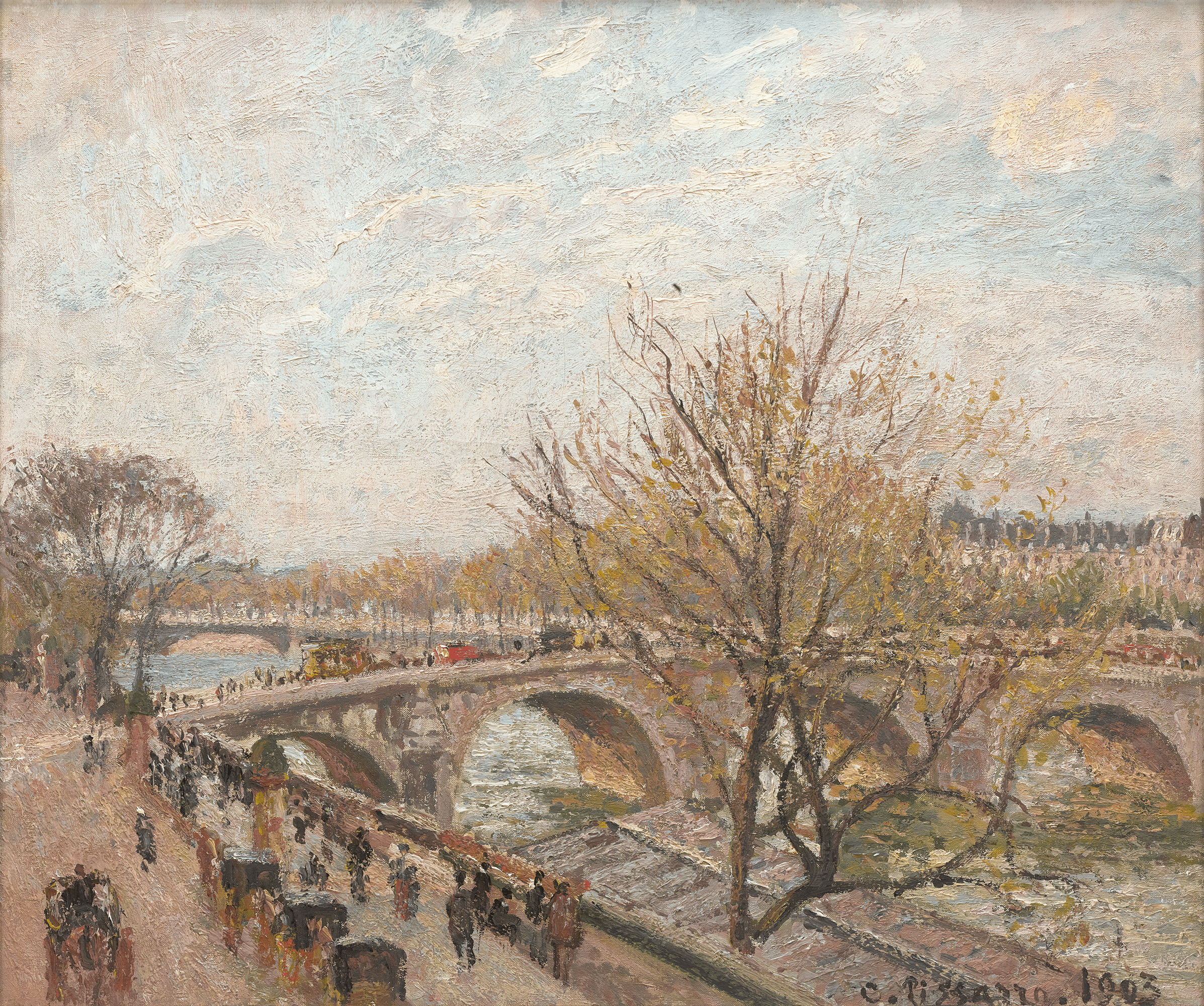 Le Pont-Royal, temps gris lumineux by Camille Pissarro