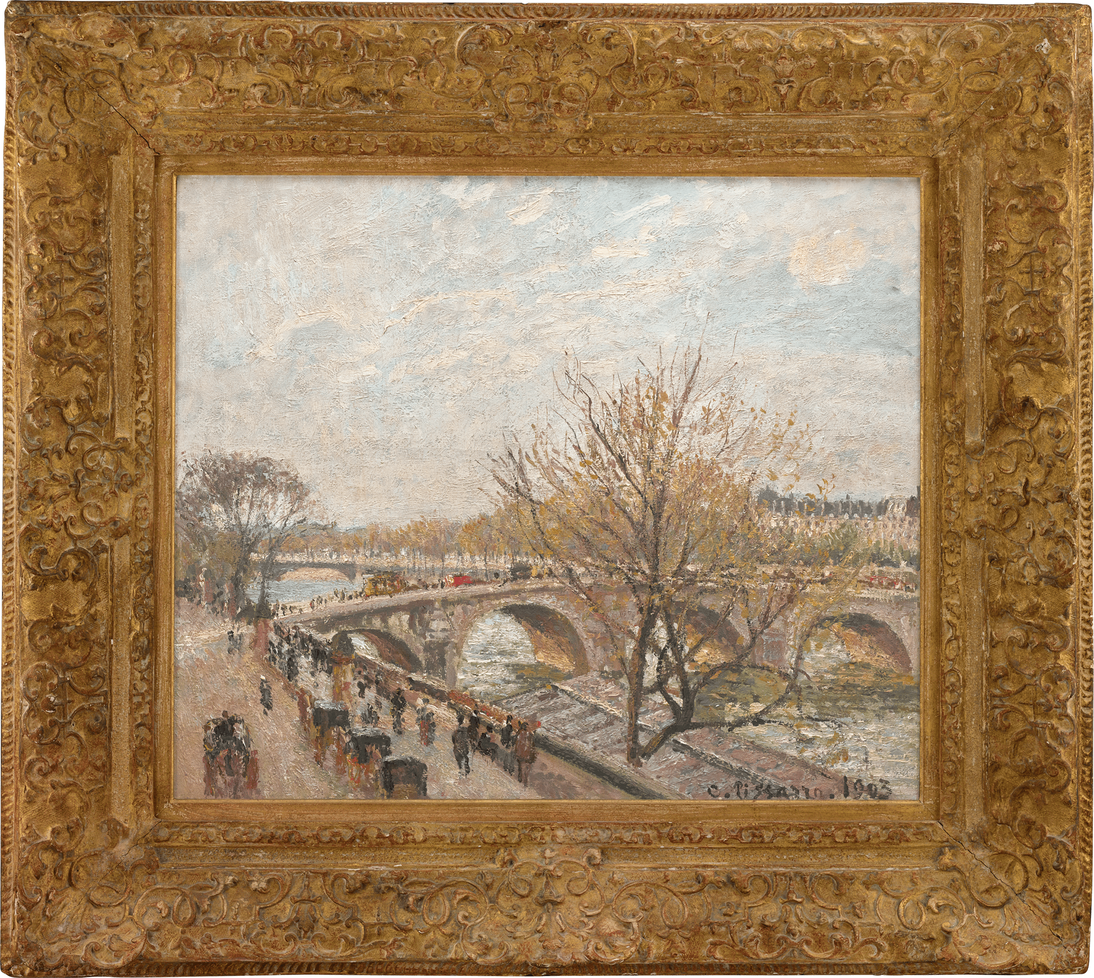 Le Pont-Royal, temps gris lumineux by Camille Pissarro