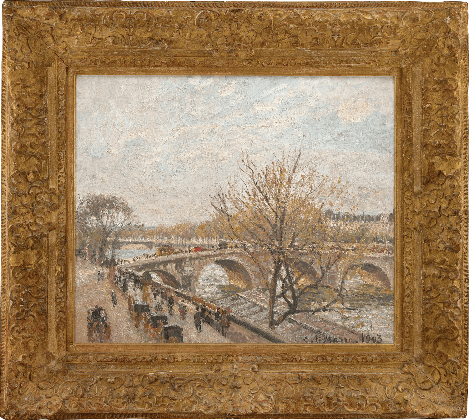 Le Pont-Royal, temps gris lumineux by Camille Pissarro