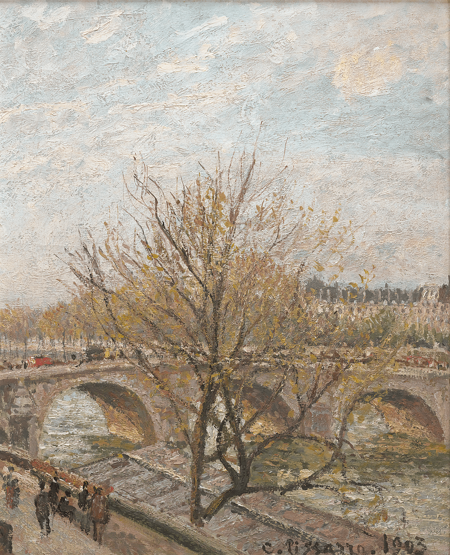 Le Pont-Royal, temps gris lumineux by Camille Pissarro