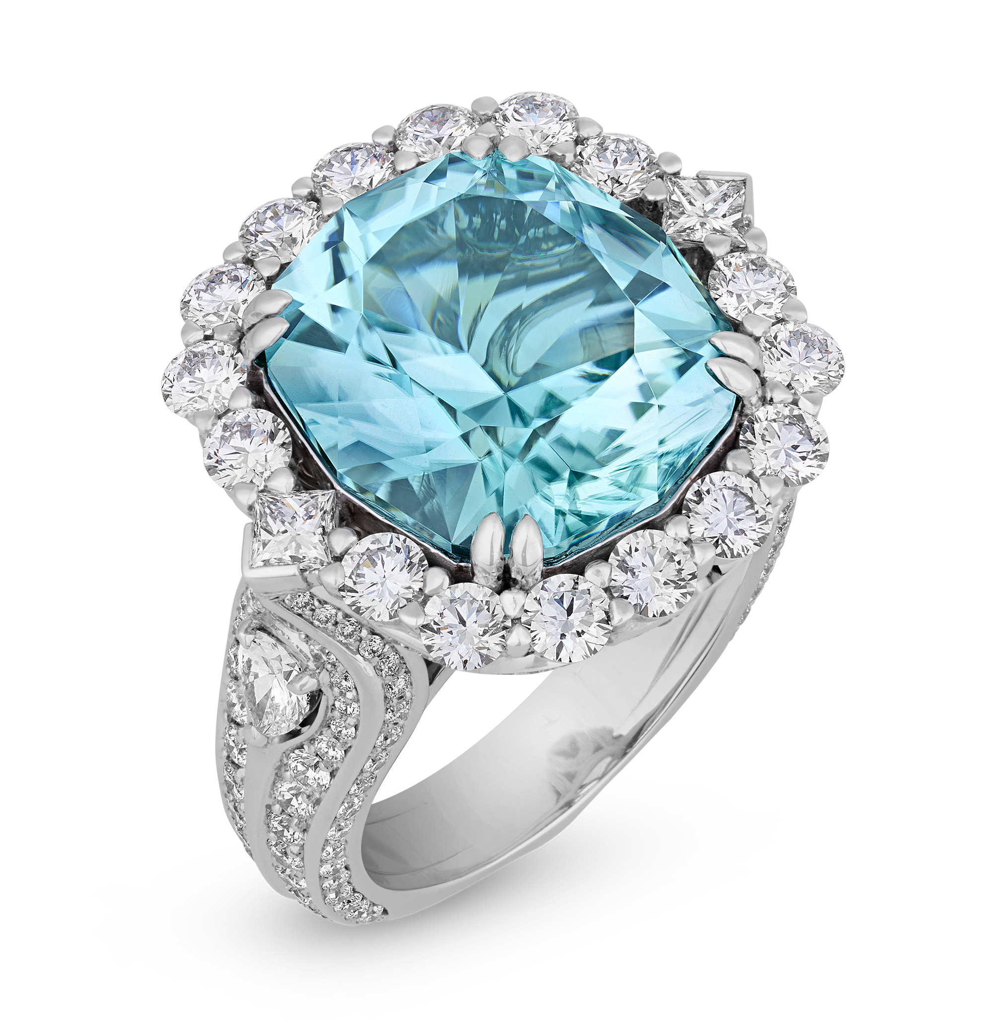 Kat Florence Unheated Paraiba Tourmaline Ring, 11.54 Carats