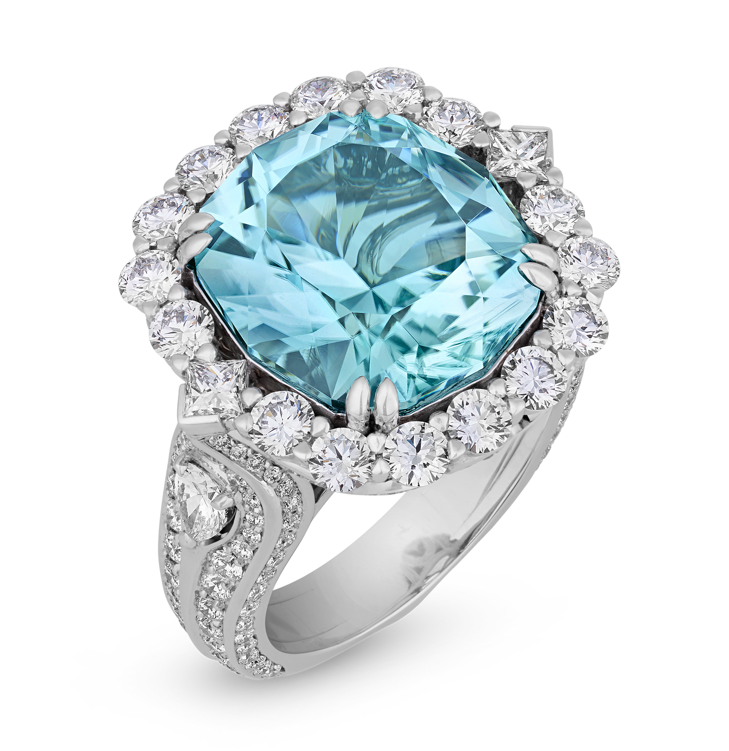 Kat Florence Unheated Paraiba Tourmaline Ring, 11.54 Carats