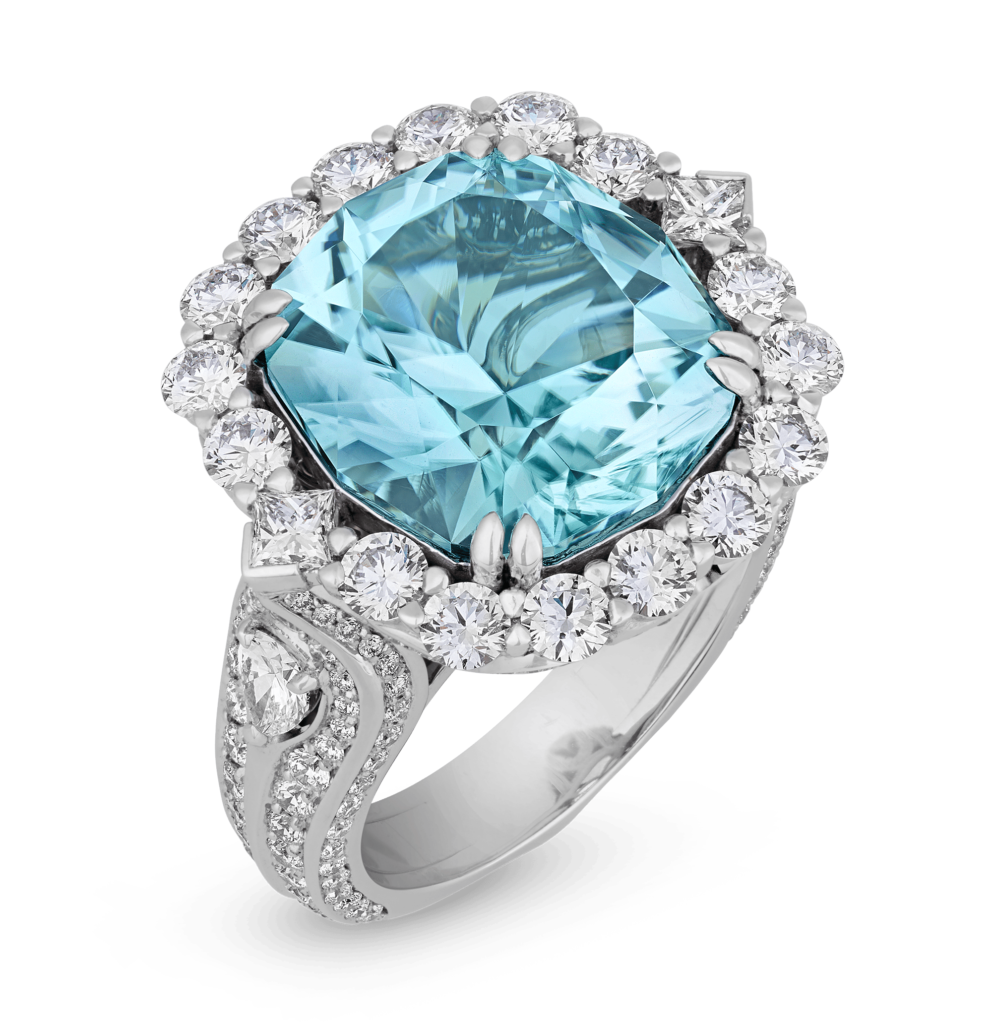 Kat Florence Unheated Paraiba Tourmaline Ring, 11.54 Carats