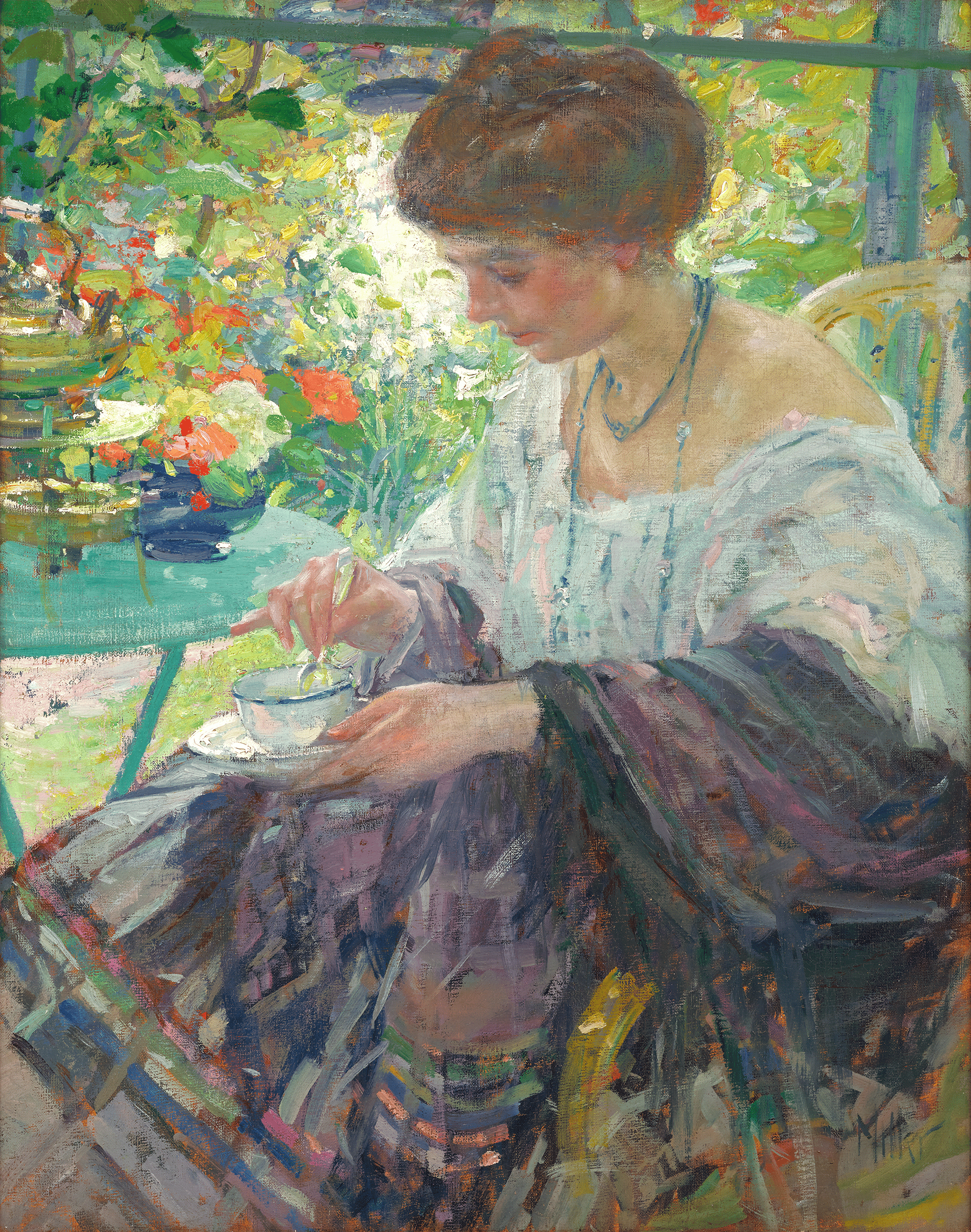Young Woman in Interior by Richard E. Miller