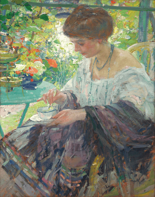 Young Woman in Interior by Richard E. Miller