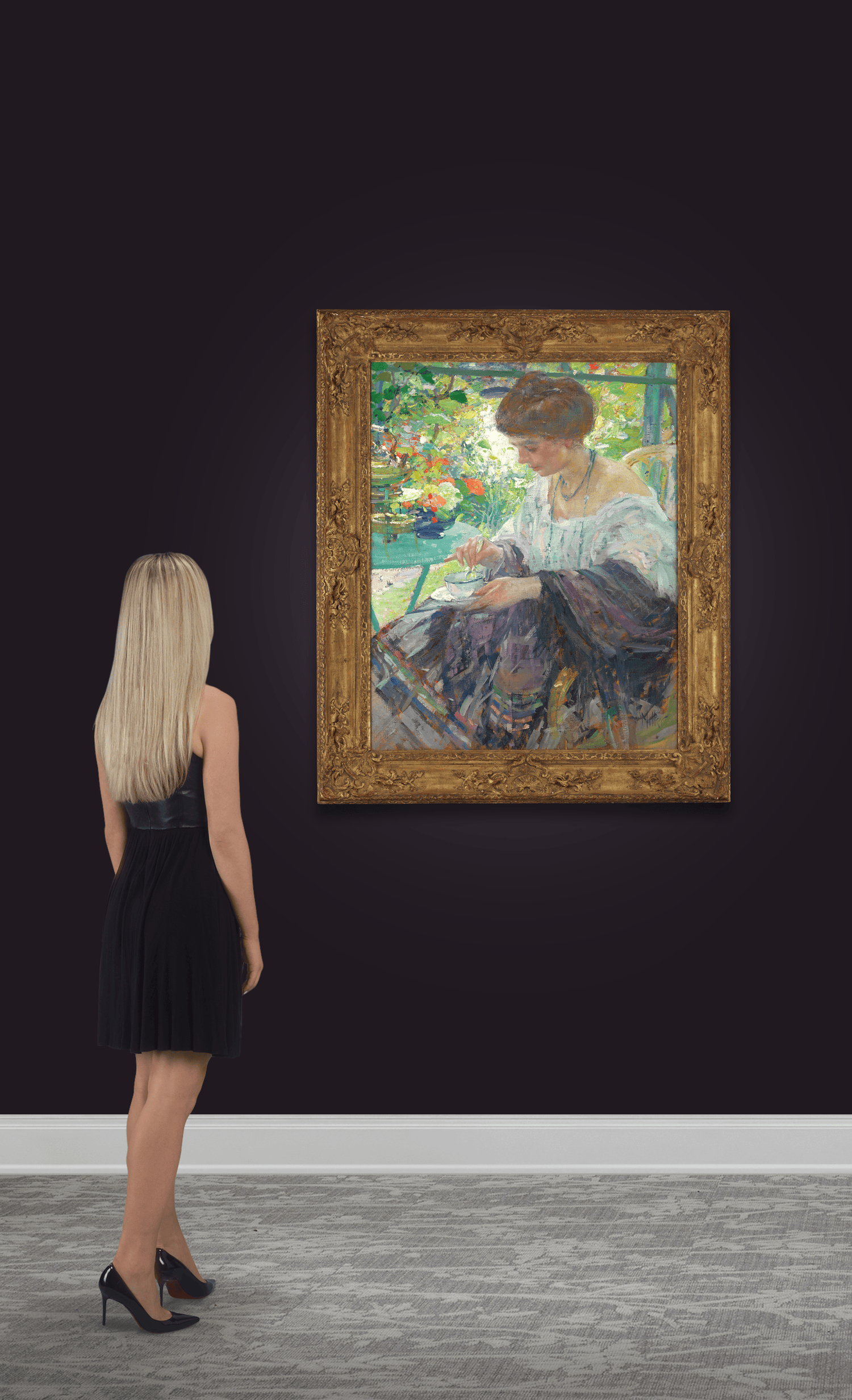 Young Woman in Interior by Richard E. Miller