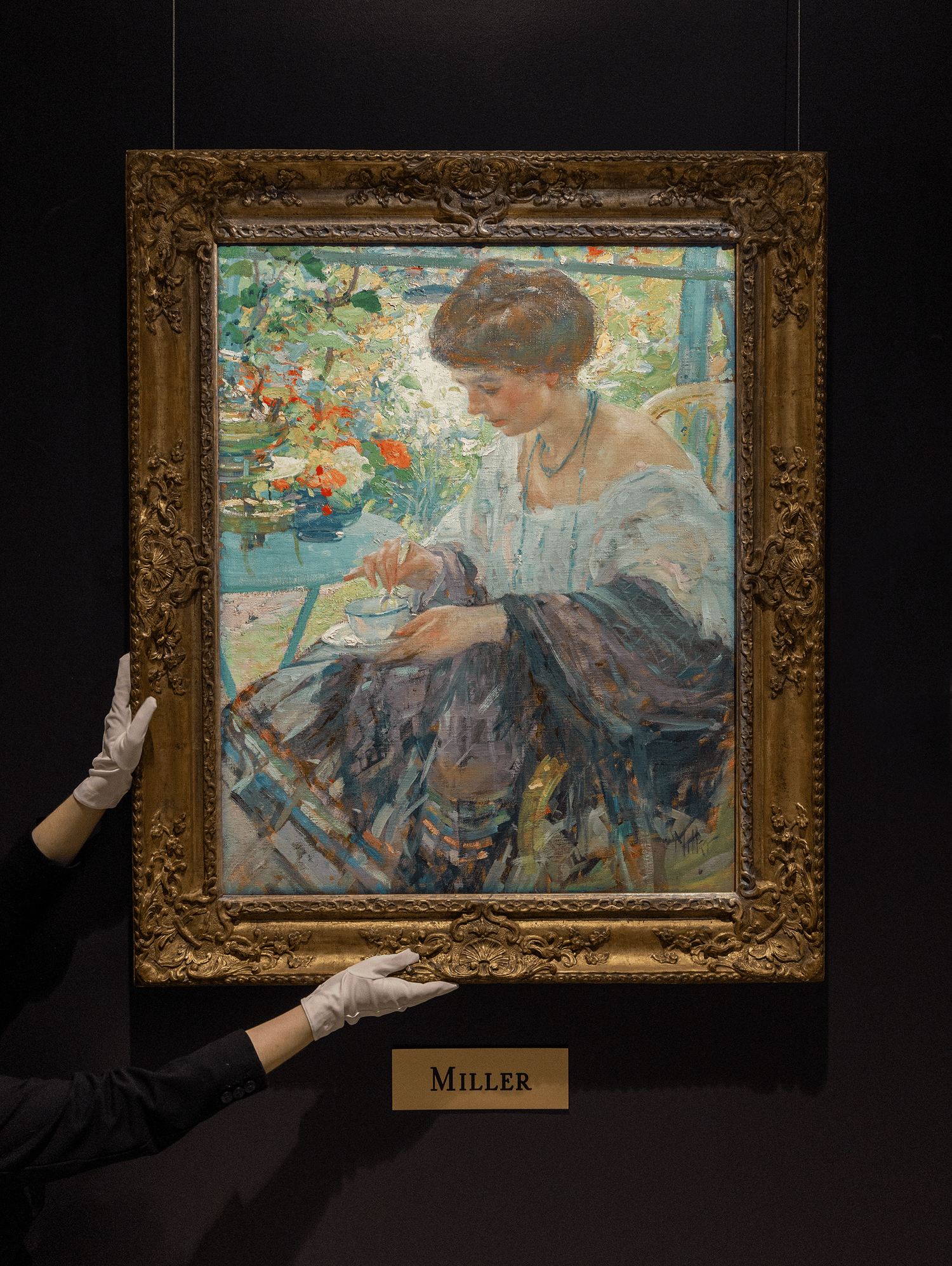 Young Woman in Interior by Richard E. Miller