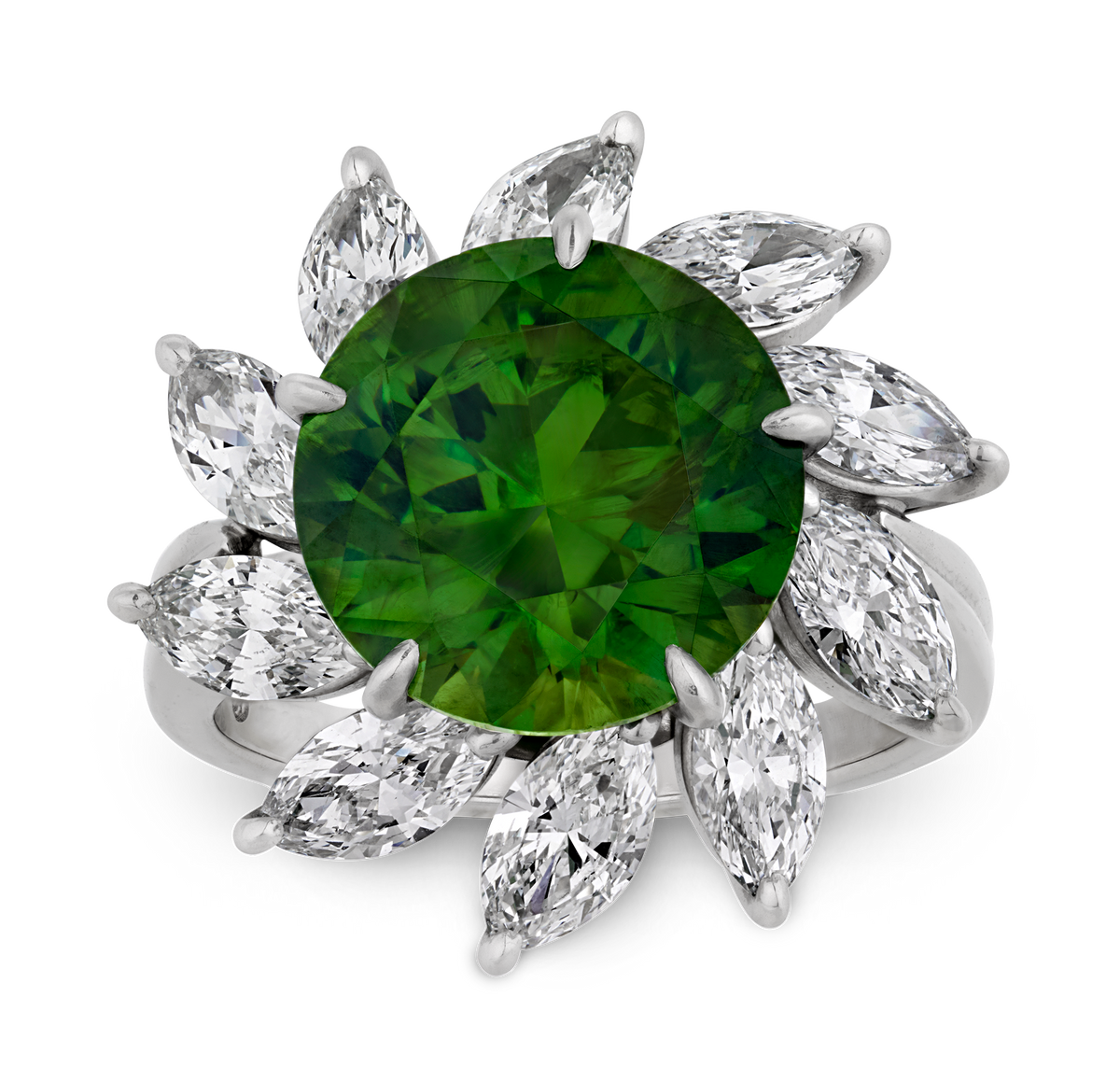 Russian Demantoid Garnet Ring, 7.55 Carats