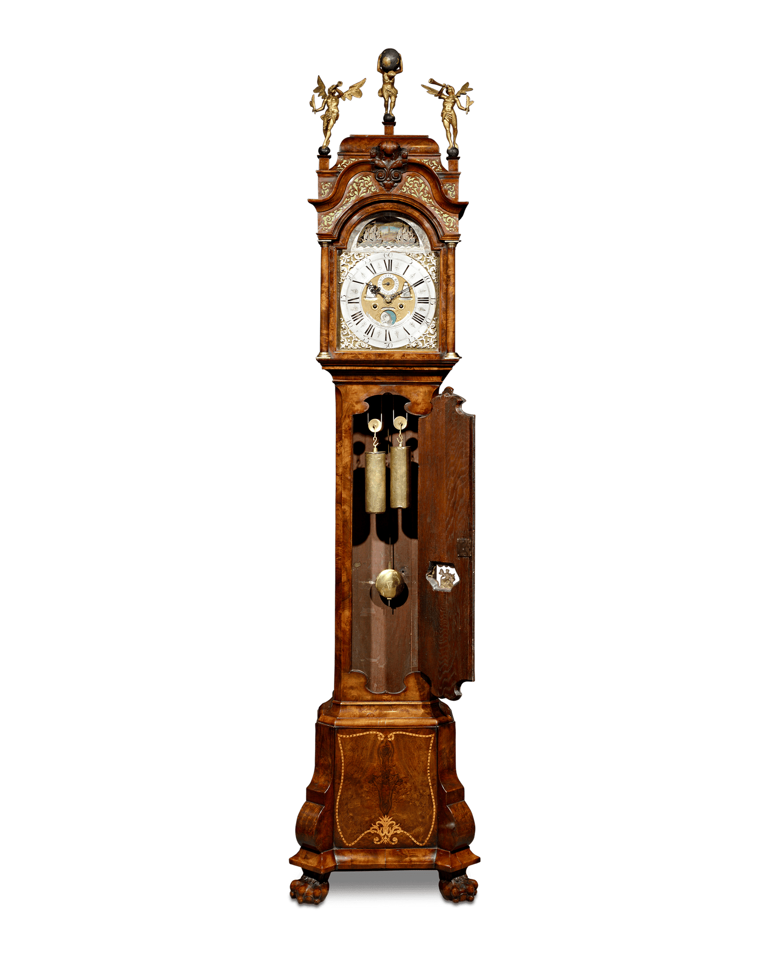 Dutch Striking Burl Walnut Tall Case Clock by Dirk Vetter