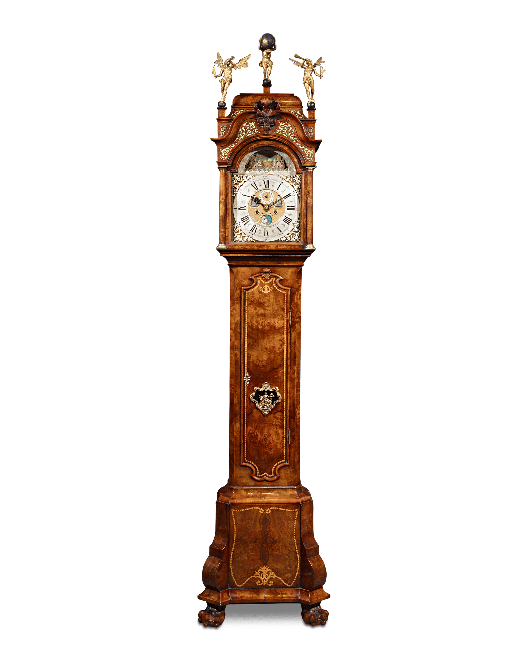 Dutch Striking Burl Walnut Tall Case Clock by Dirk Vetter