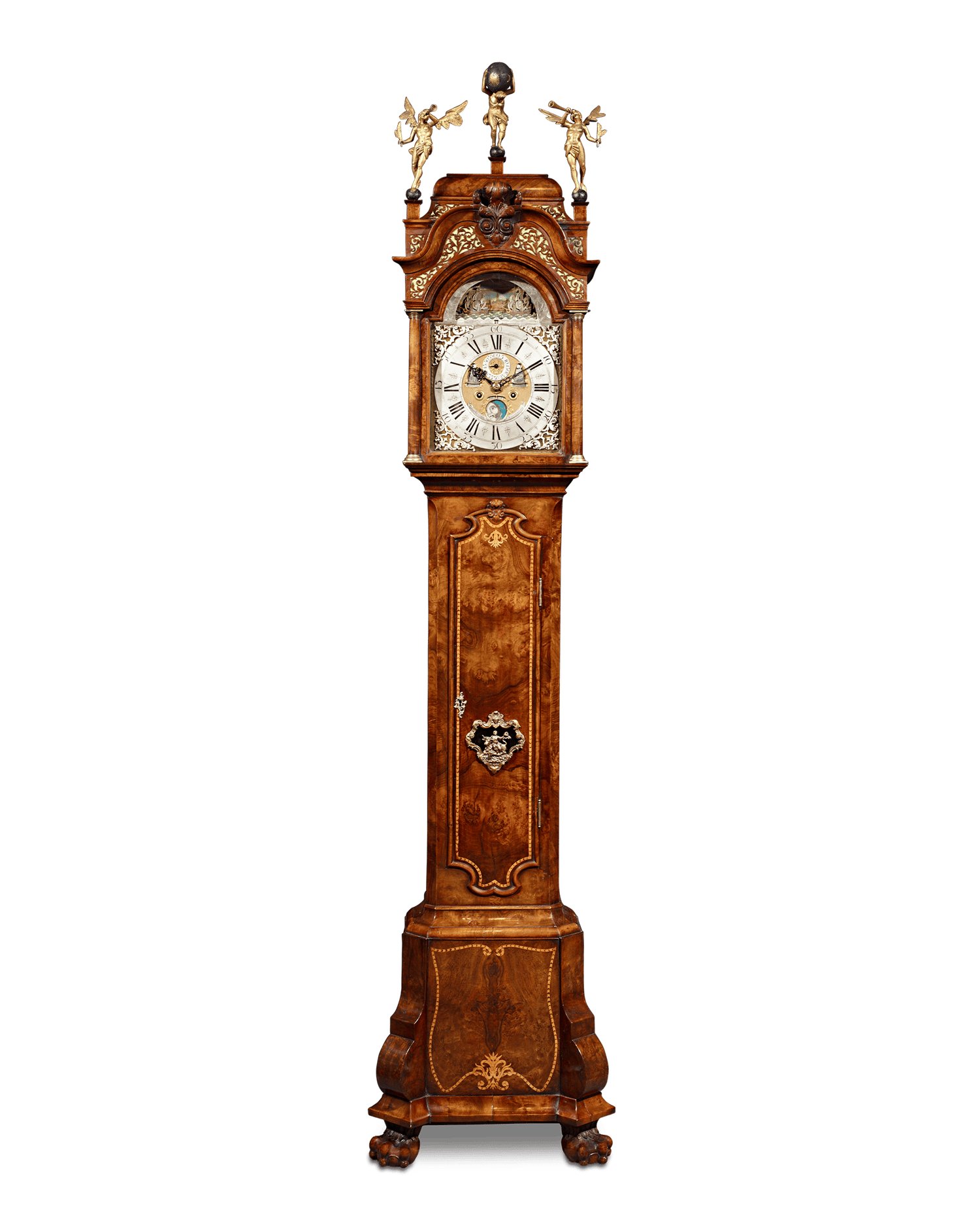 Dutch Striking Burl Walnut Tall Case Clock by Dirk Vetter