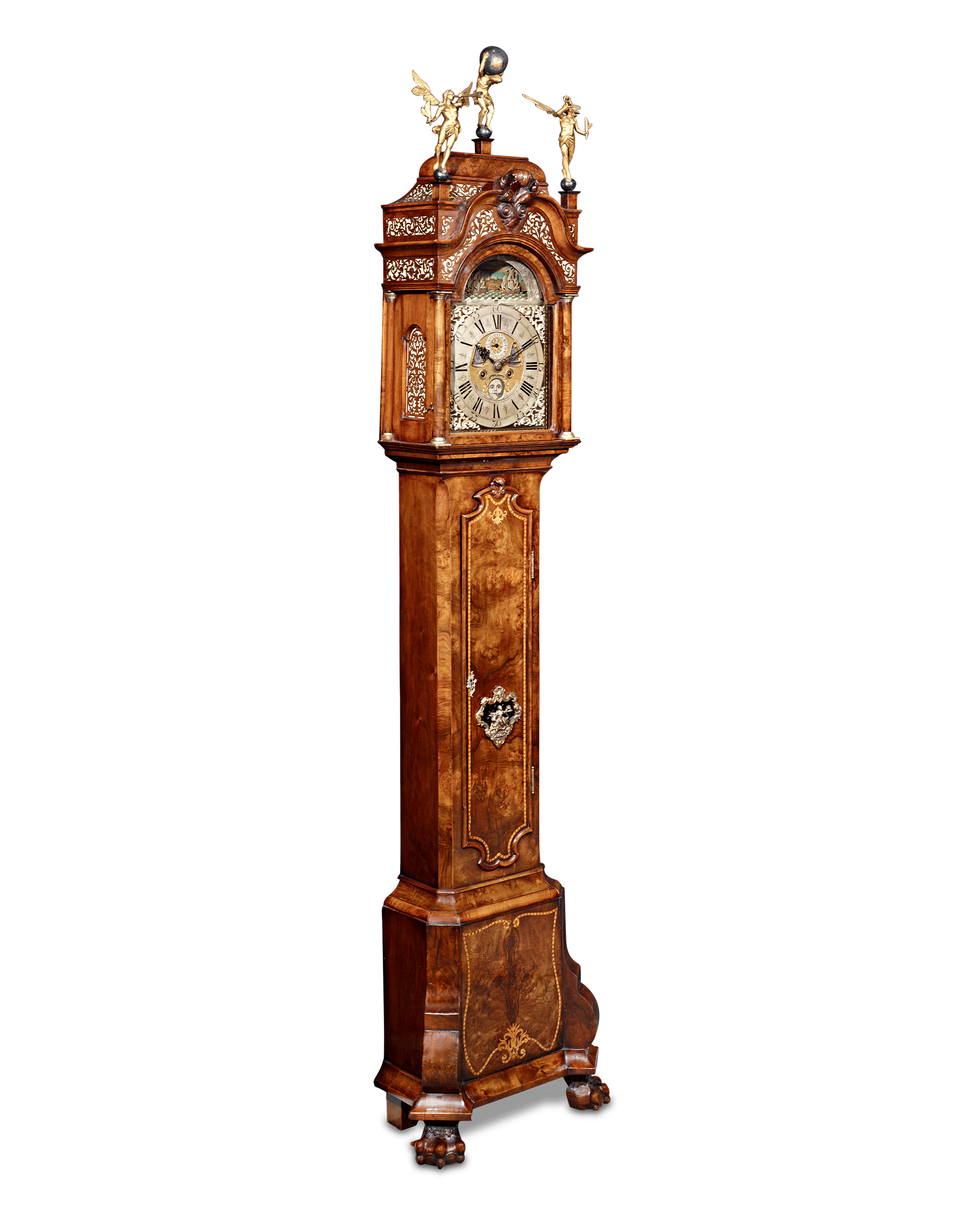Dutch Striking Burl Walnut Tall Case Clock by Dirk Vetter