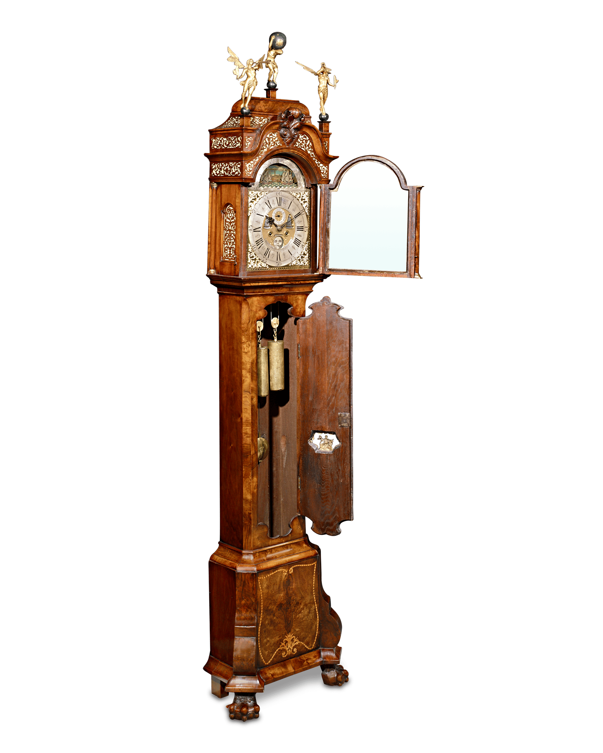 Dutch Striking Burl Walnut Tall Case Clock by Dirk Vetter
