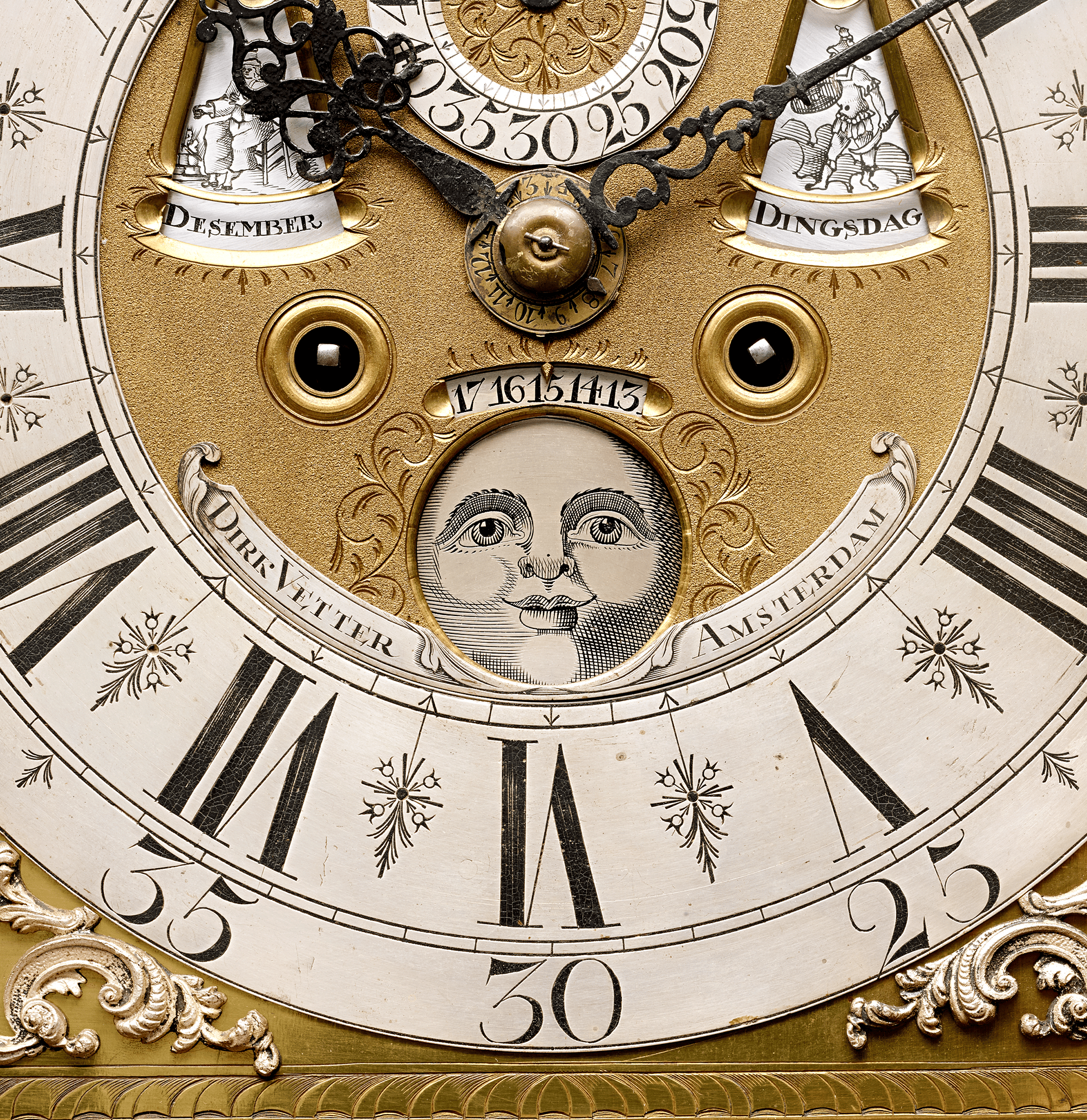 Dutch Striking Burl Walnut Tall Case Clock by Dirk Vetter