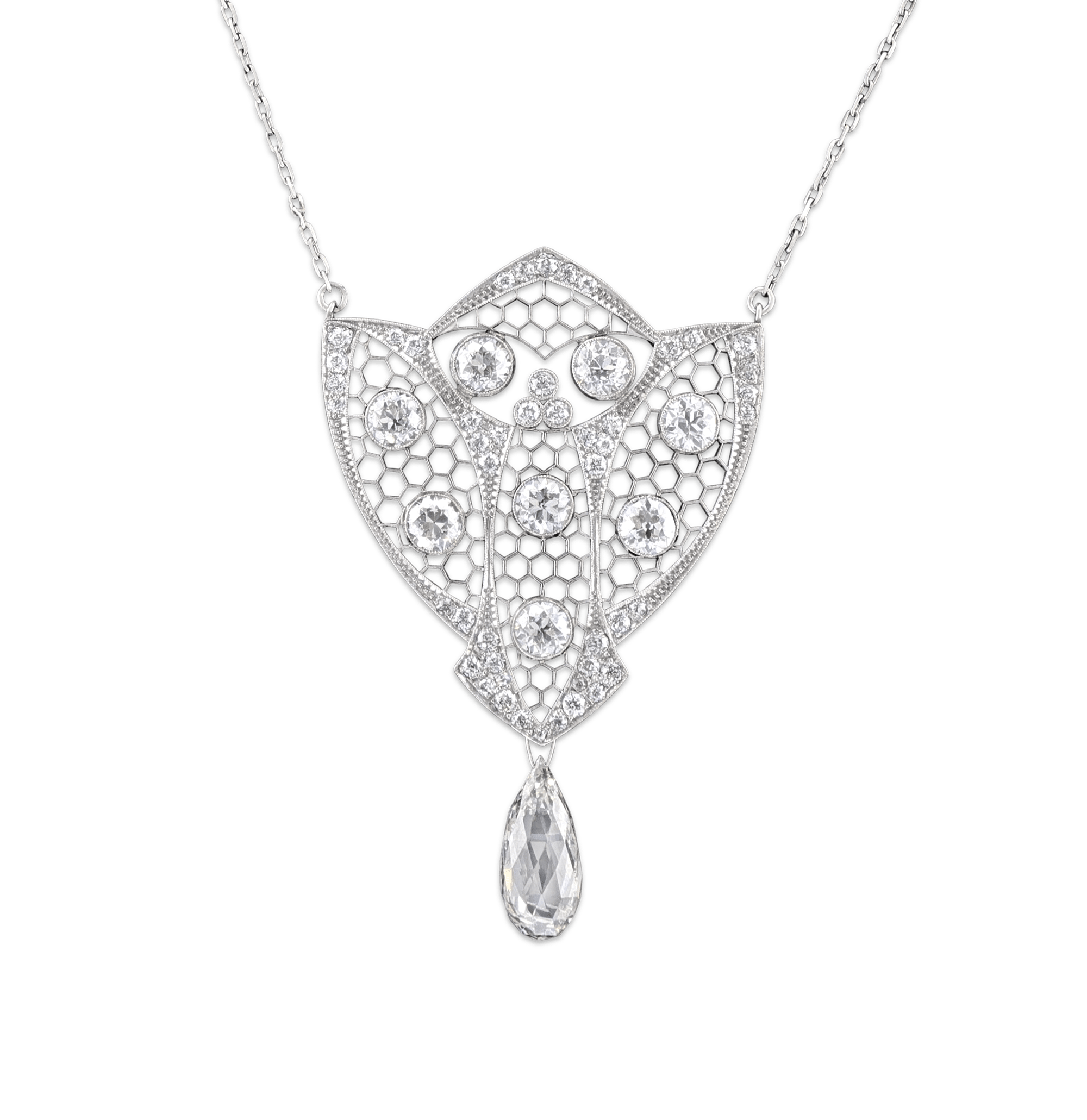 Edwardian Briolette Diamond Necklace, 4.29 Carats