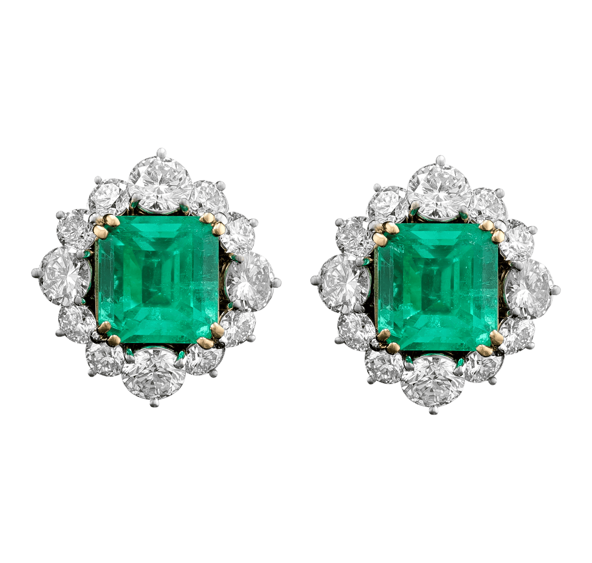 Emerald-Cut Colombian Emerald Earrings, 4.09 carats