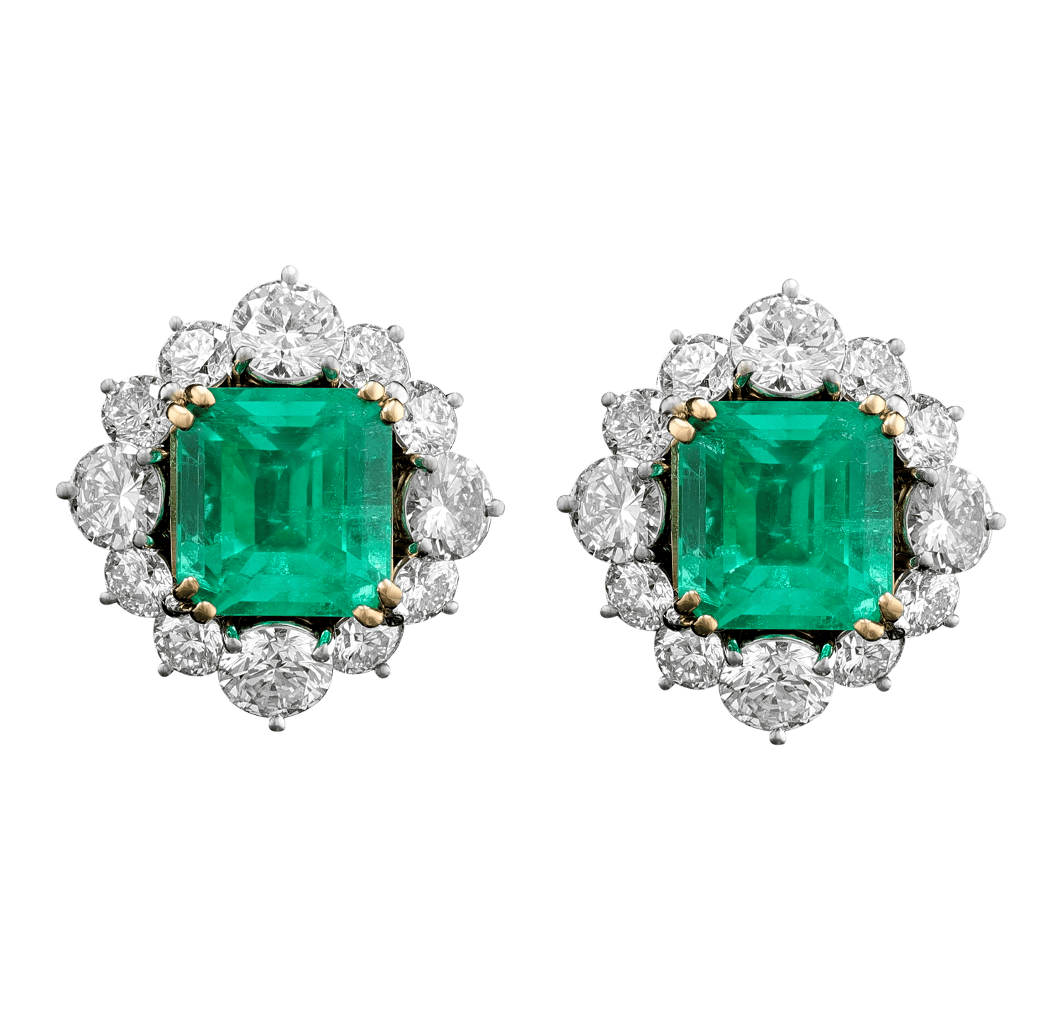 Emerald Cut Colombian Emerald Earrings, carats Rau
