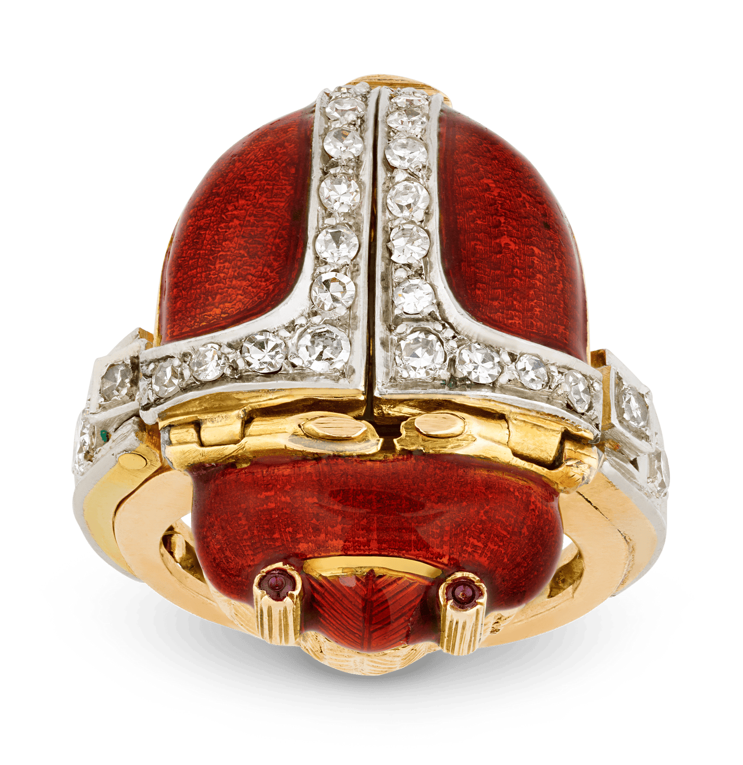Enamel and Diamond Scarab Ring Watch