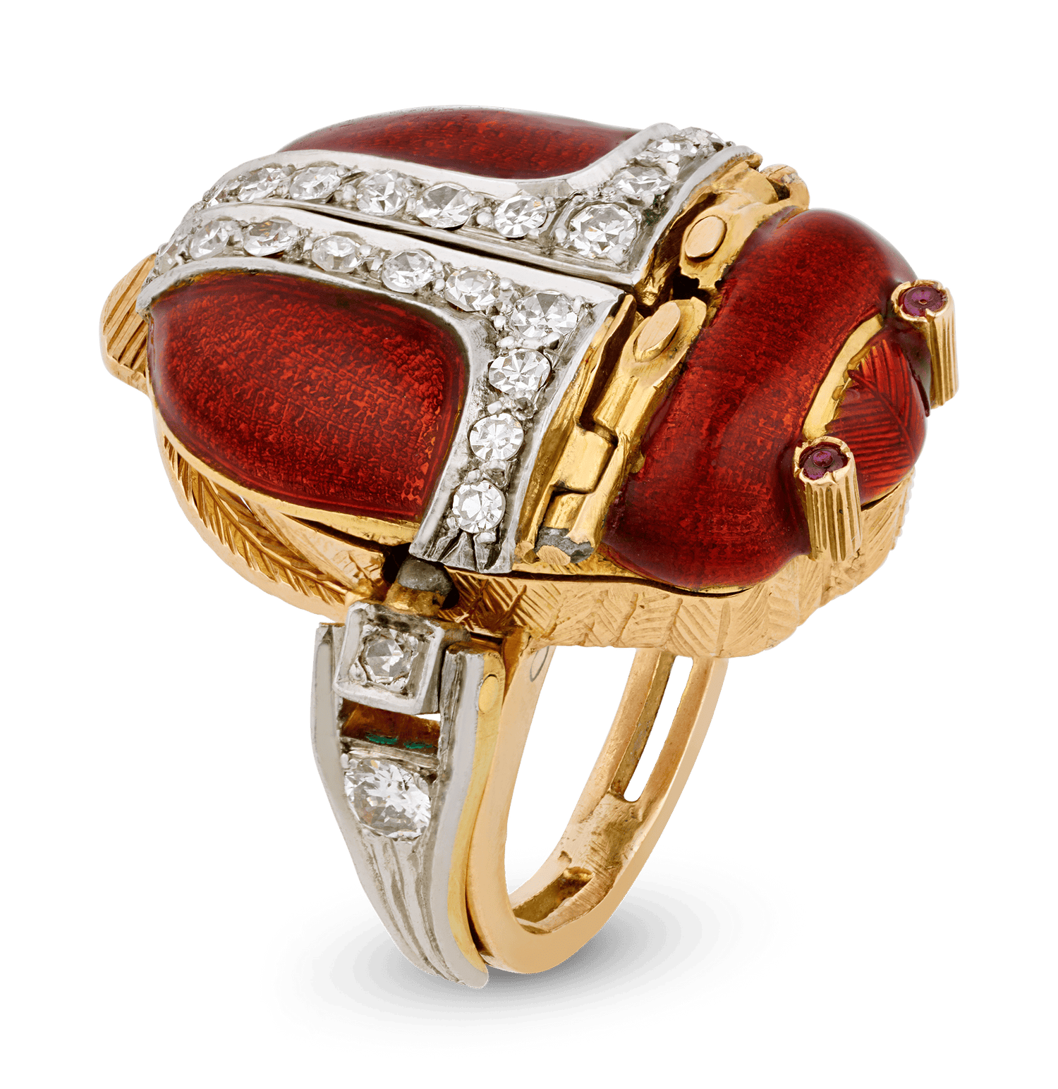 Enamel and Diamond Scarab Ring Watch