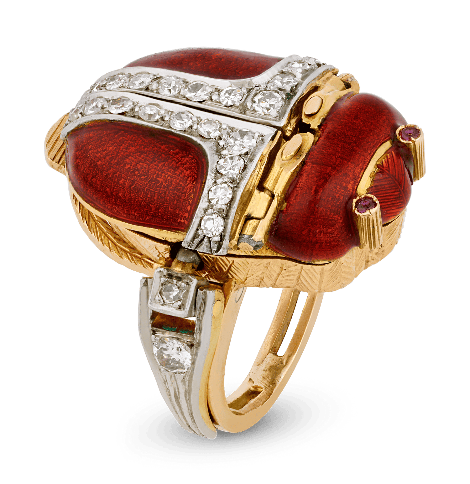 Enamel and Diamond Scarab Ring Watch