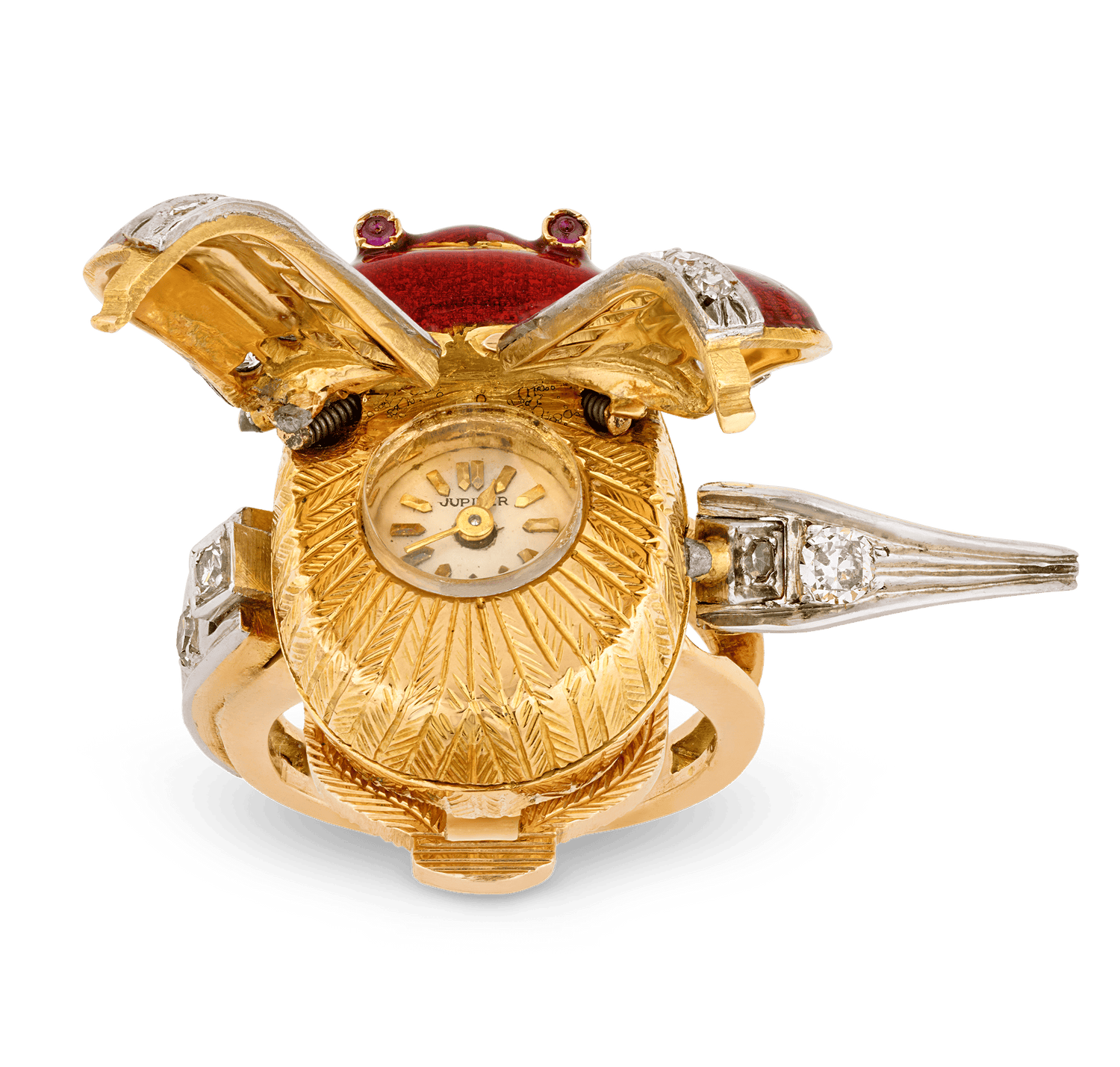 Enamel and Diamond Scarab Ring Watch