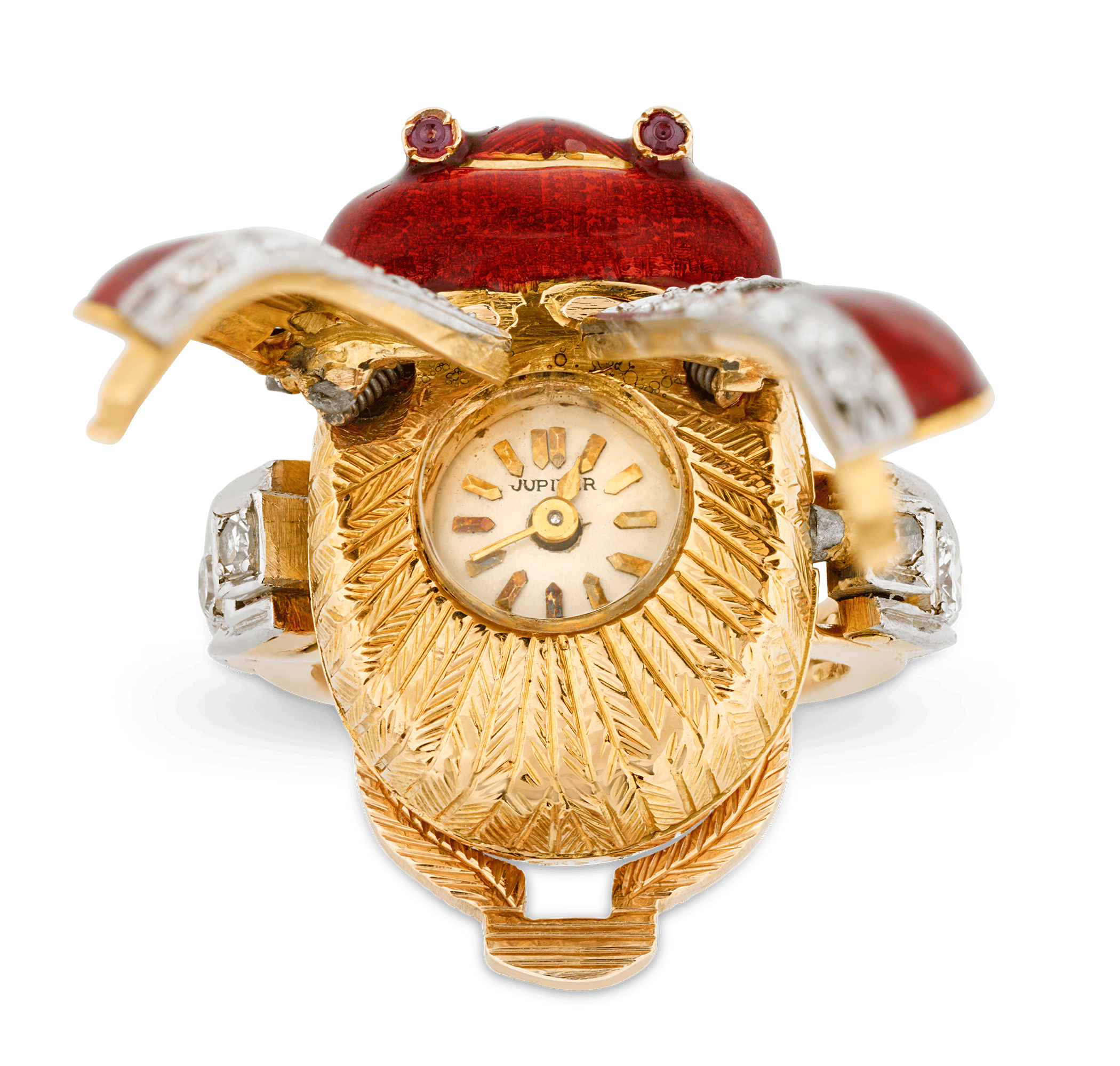 Enamel and Diamond Scarab Ring Watch