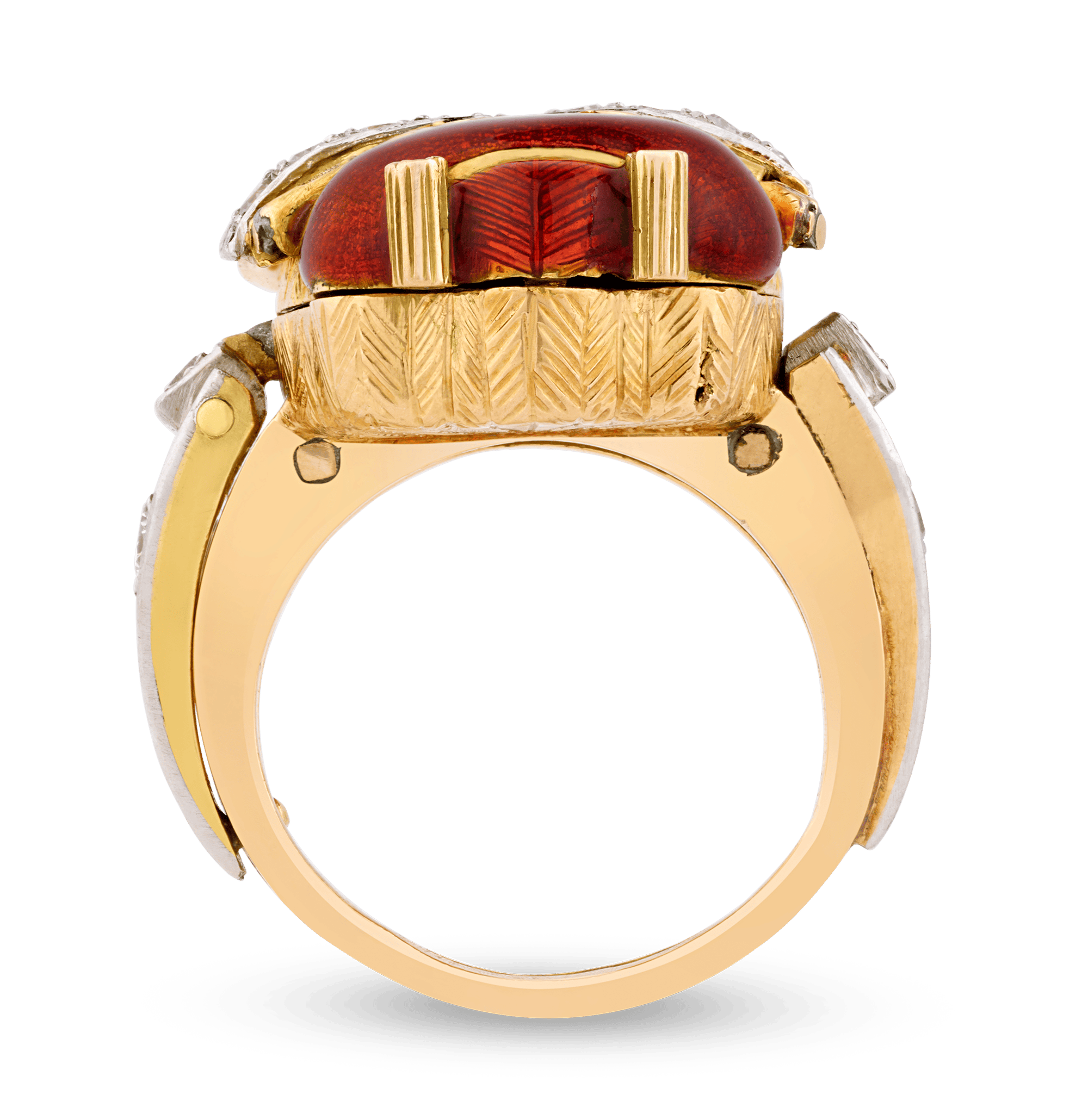 Enamel and Diamond Scarab Ring Watch