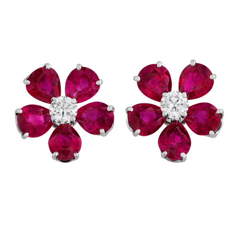 Oscar Heyman Ruby Earrings, 6.36 Carats