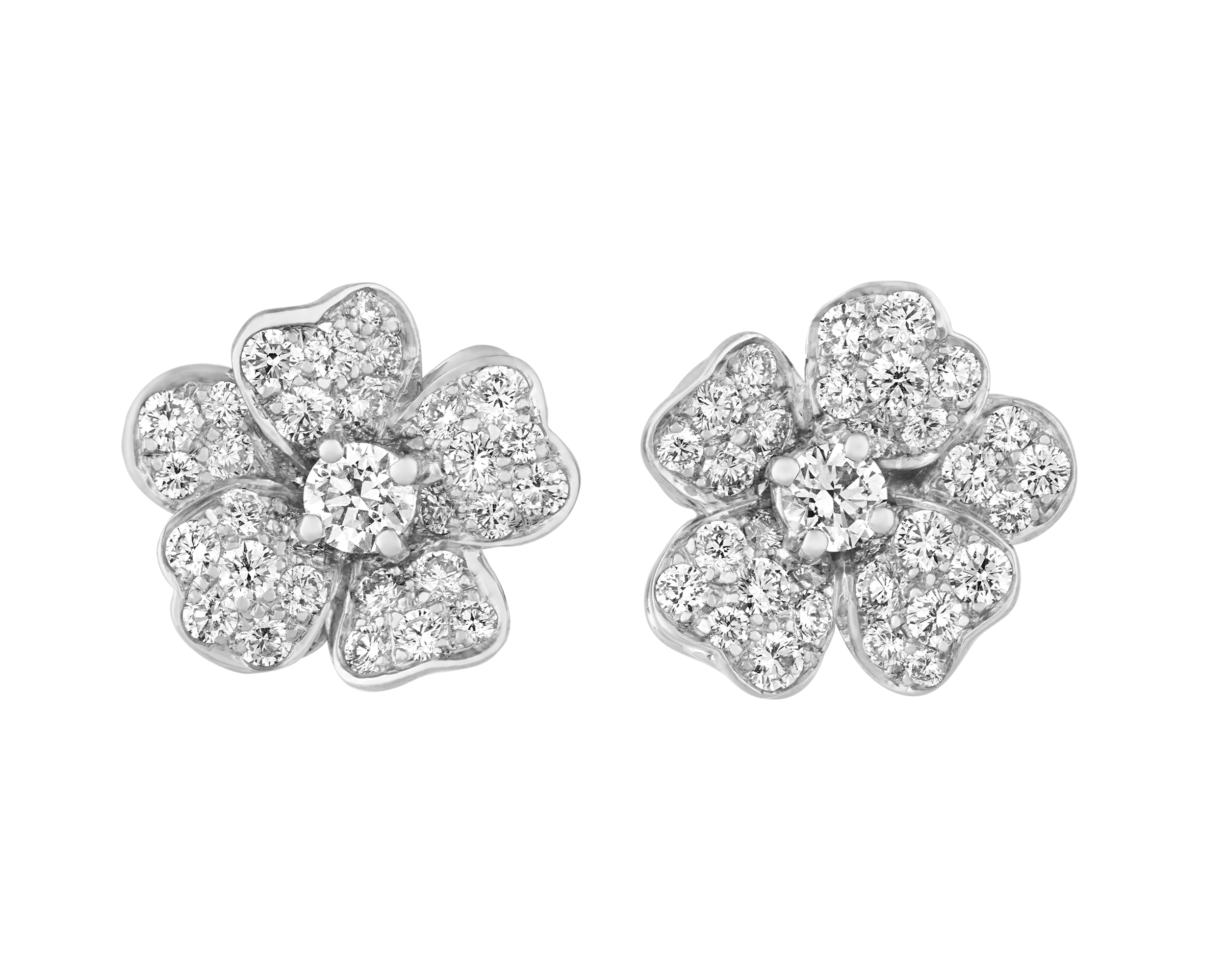 Oscar Heyman Floral Diamond Earrings, 1.37 Carats