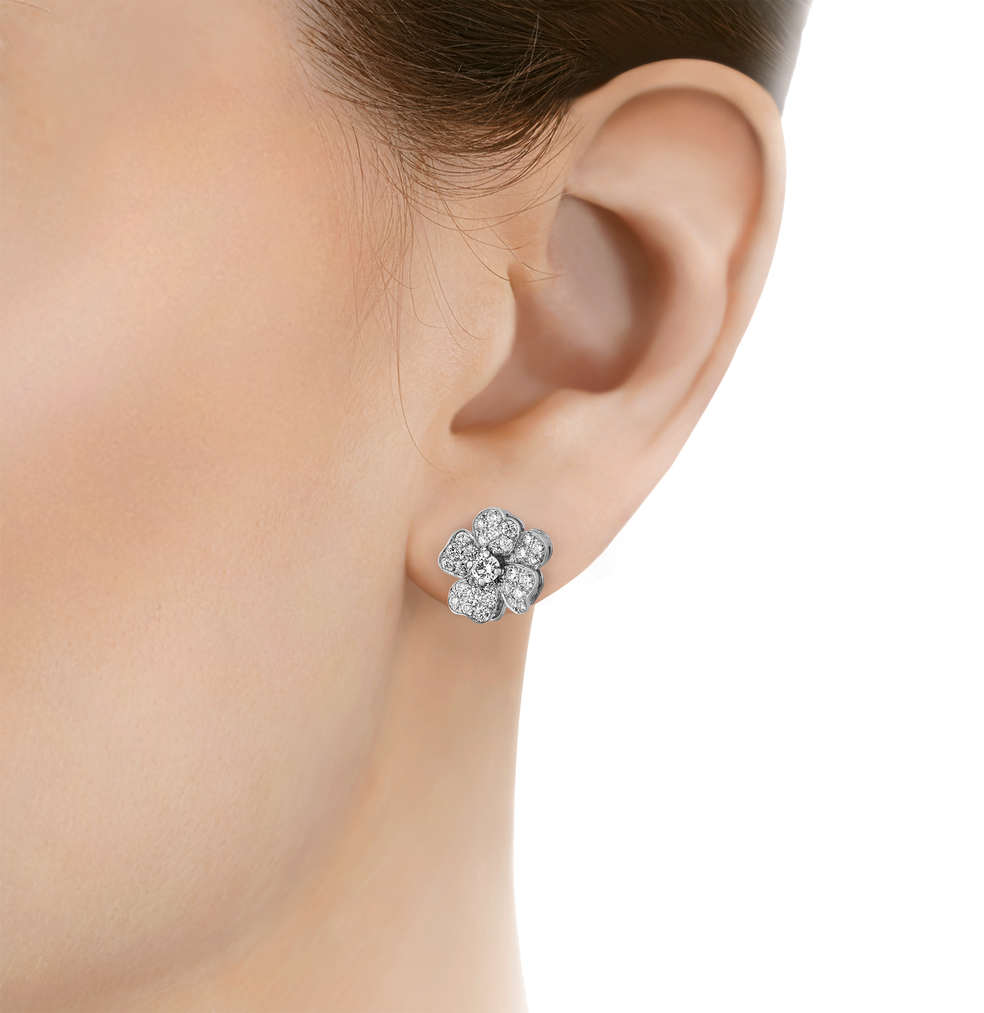Oscar Heyman Floral Diamond Earrings, 1.37 Carats