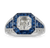 Art Deco-Style Asscher Cut Diamond and Sapphire Ring, 1.52 Carats