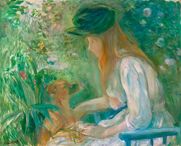 Jeune fille au chien by Berthe Morisot