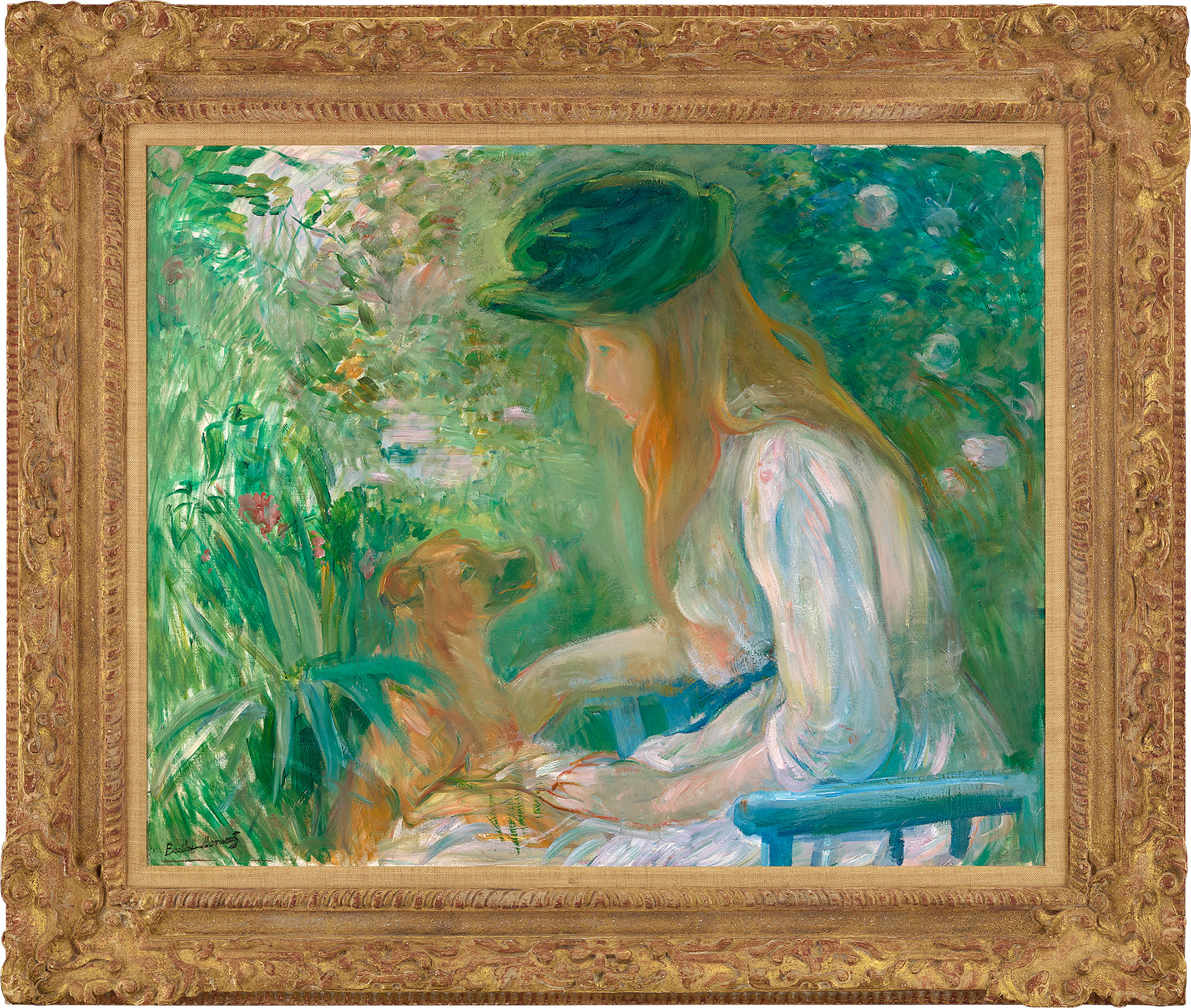 Jeune fille au chien by Berthe Morisot