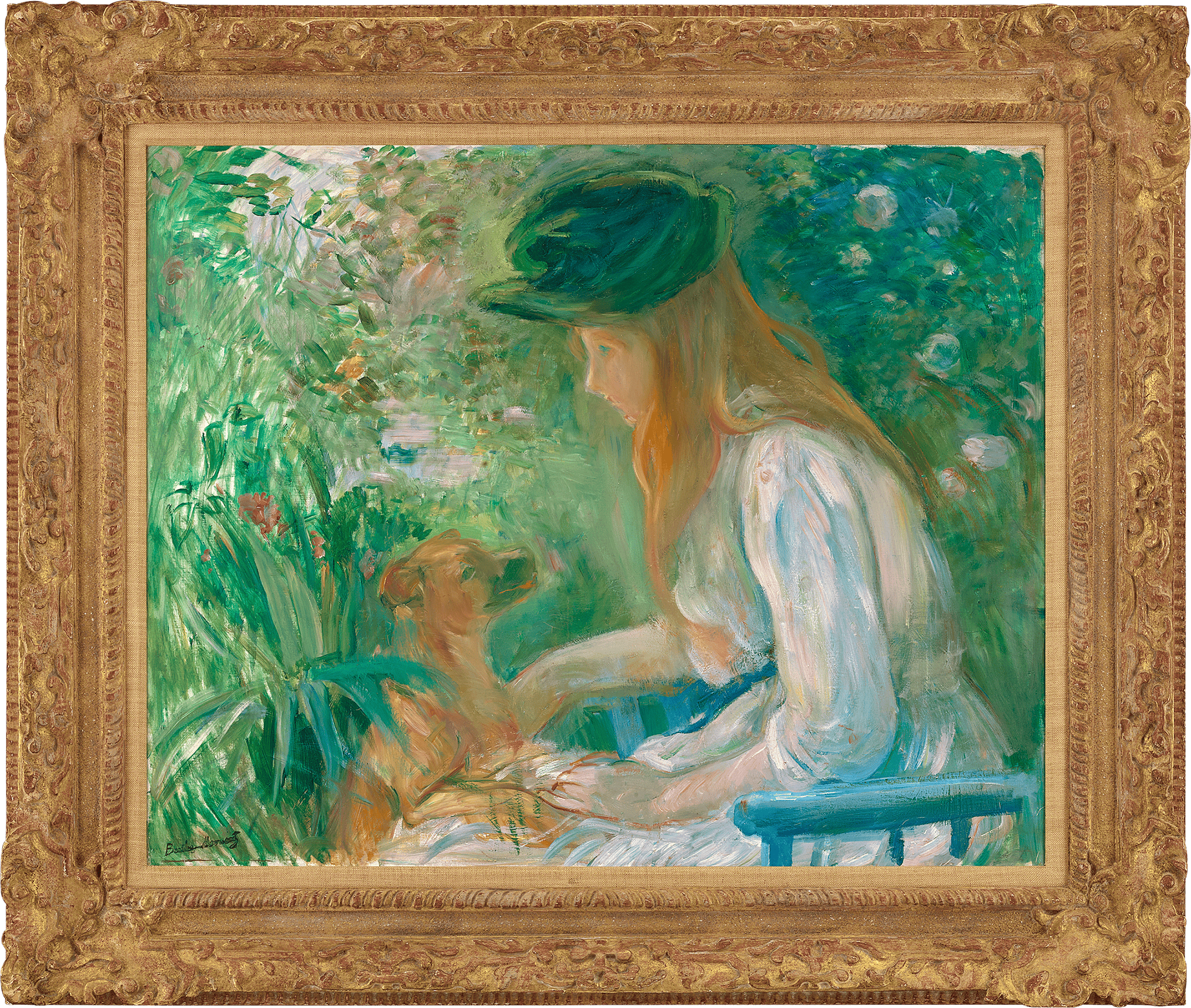 Jeune fille au chien by Berthe Morisot