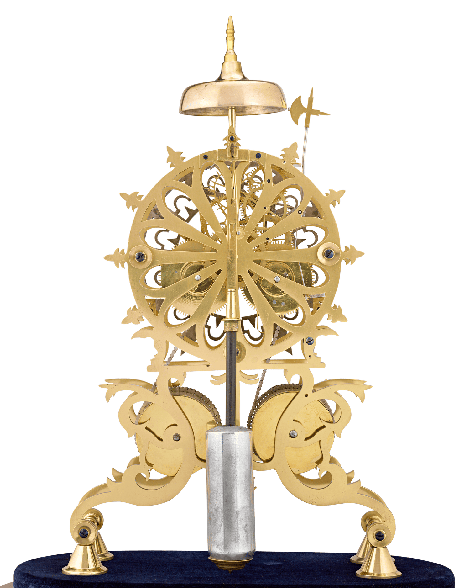 English Rose Window Skeleton Clock by Evans of Handsworth