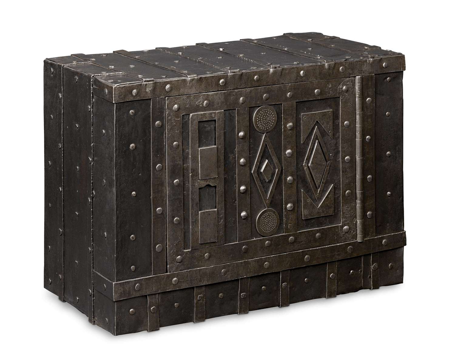 18th-Century Tabletop Italian Diamond Front Iron Safe