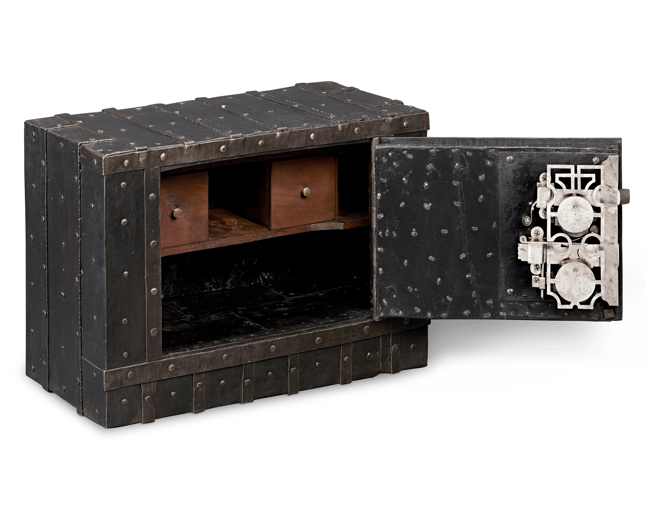 18th-Century Tabletop Italian Diamond Front Iron Safe