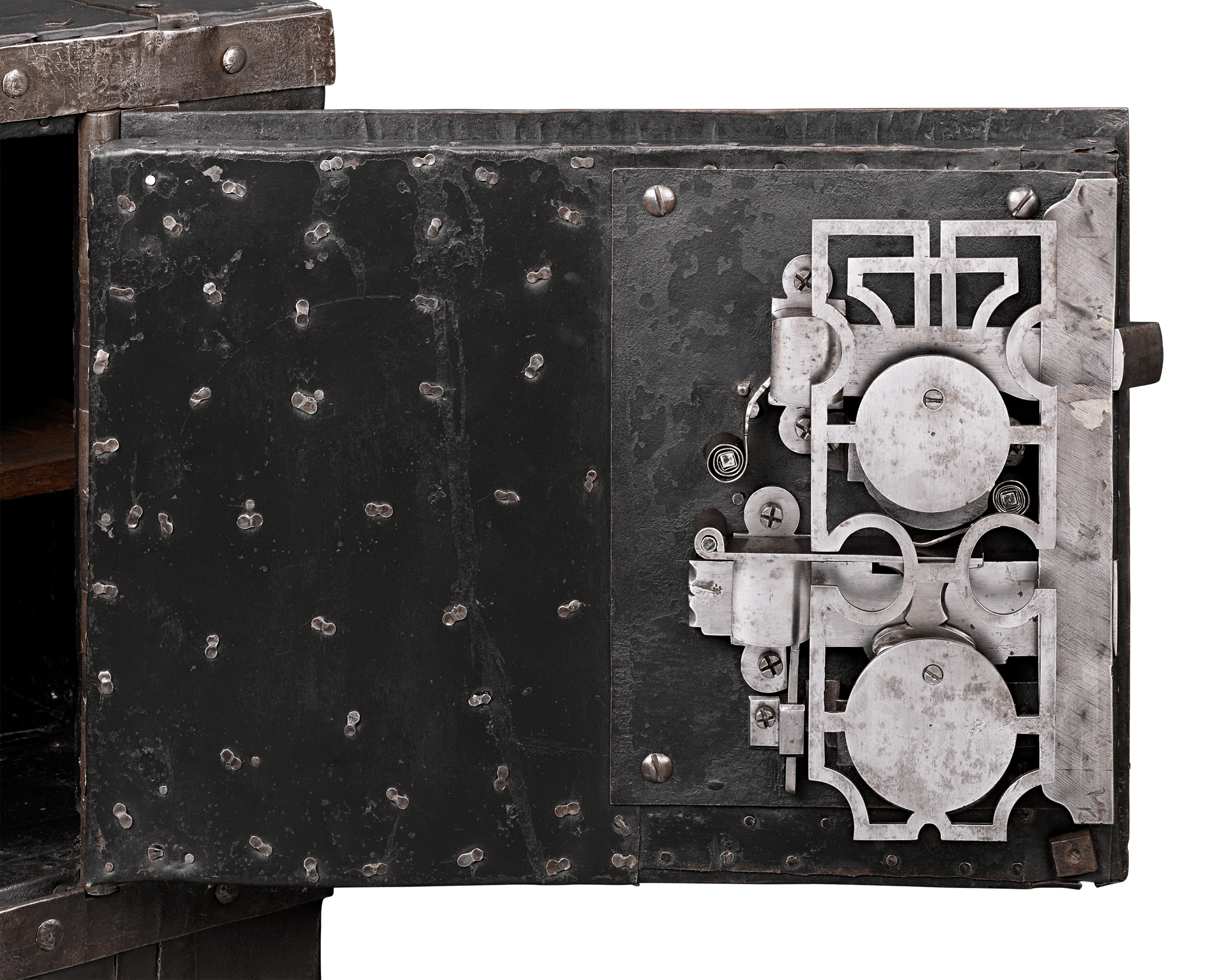 18th-Century Tabletop Italian Diamond Front Iron Safe